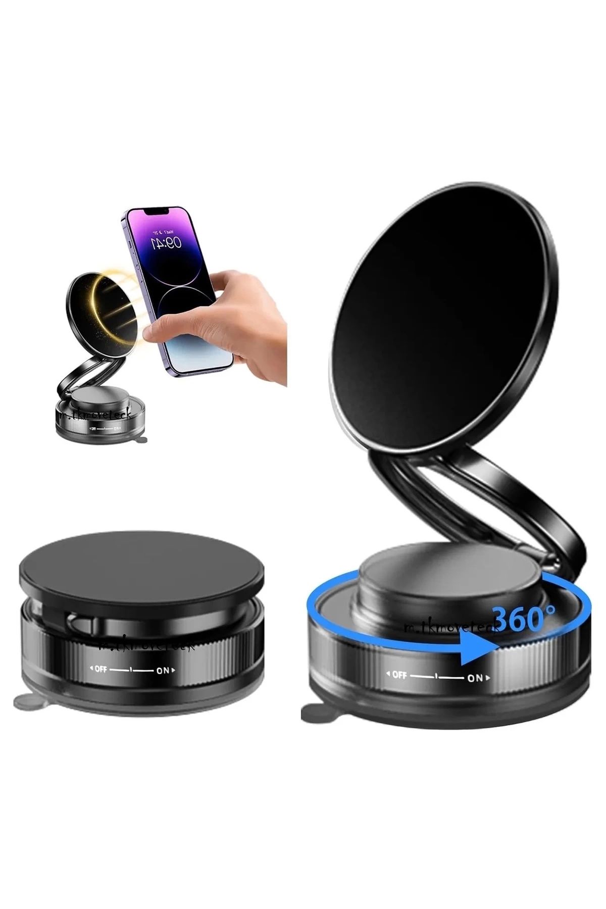 No8 Home Metalik Magsafe Telefon Tutucu Tüm Yüzeylerle Uyumlu Vakumlu 360 Dönen Oynar Başlık
