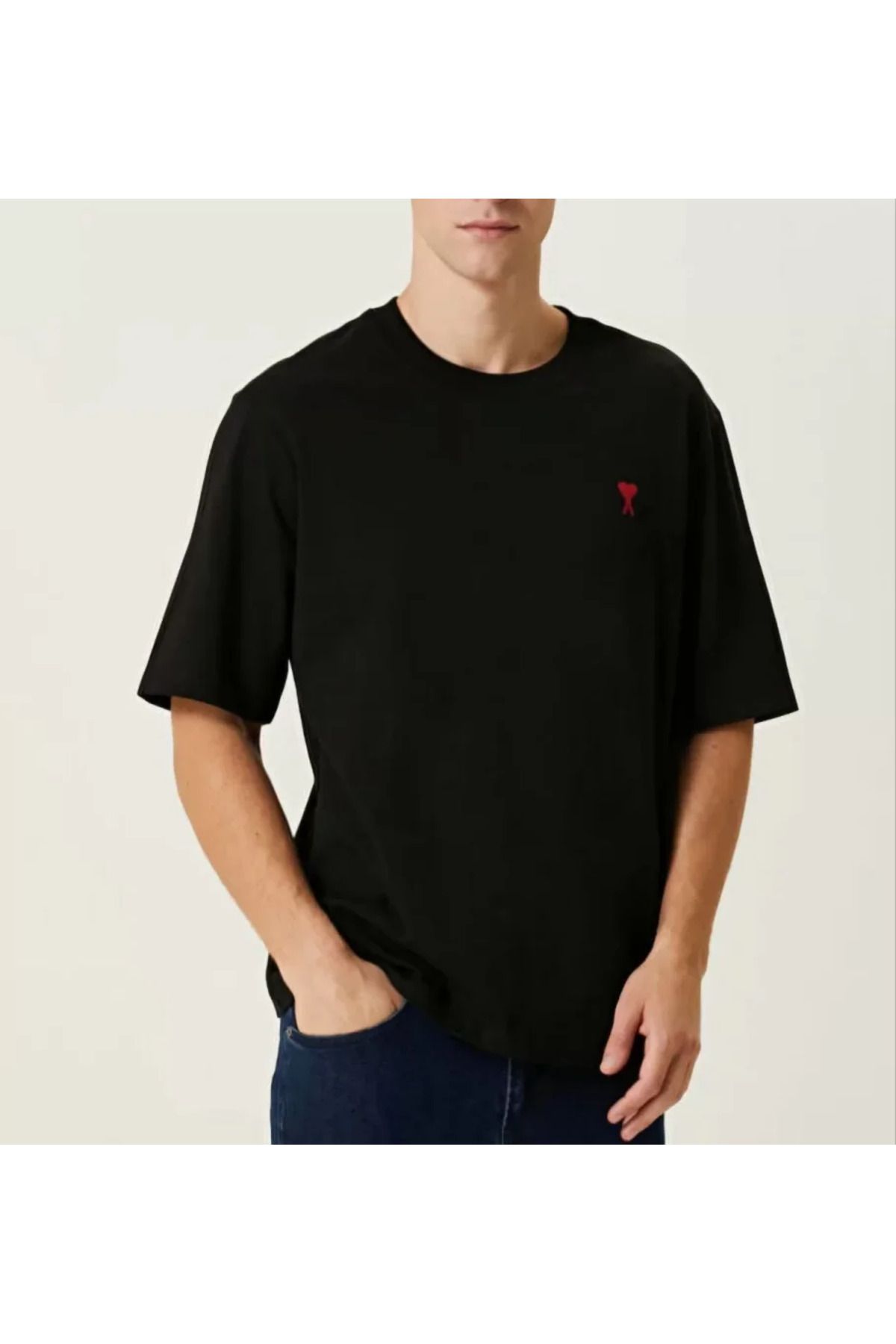 DEAG Unisex Bisiklet Yaka Baskılı Oversize T-Shirt - Siyah