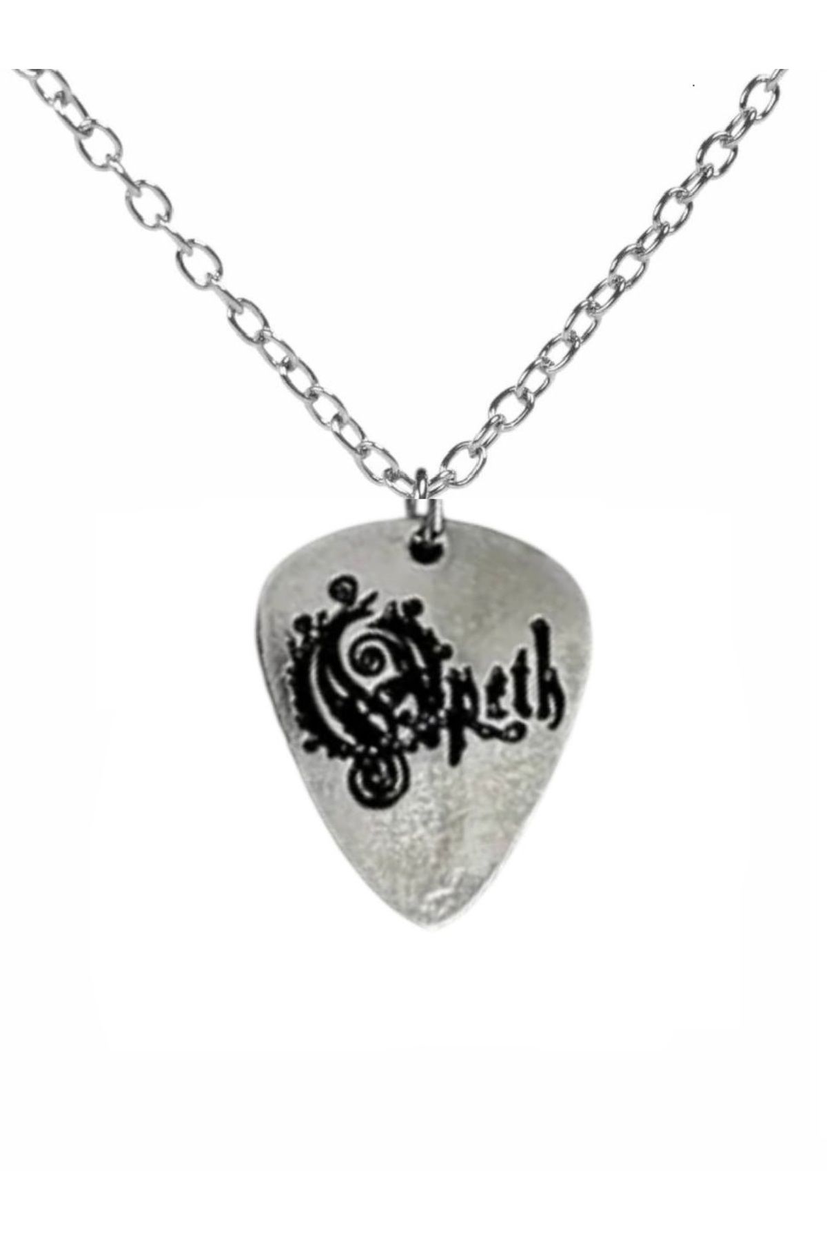 Herşey Nota Opeth Progresif Metal Grubu Pena Şeklinde Çift Taraflı Rock İşaretli Unisex Metal Kolye