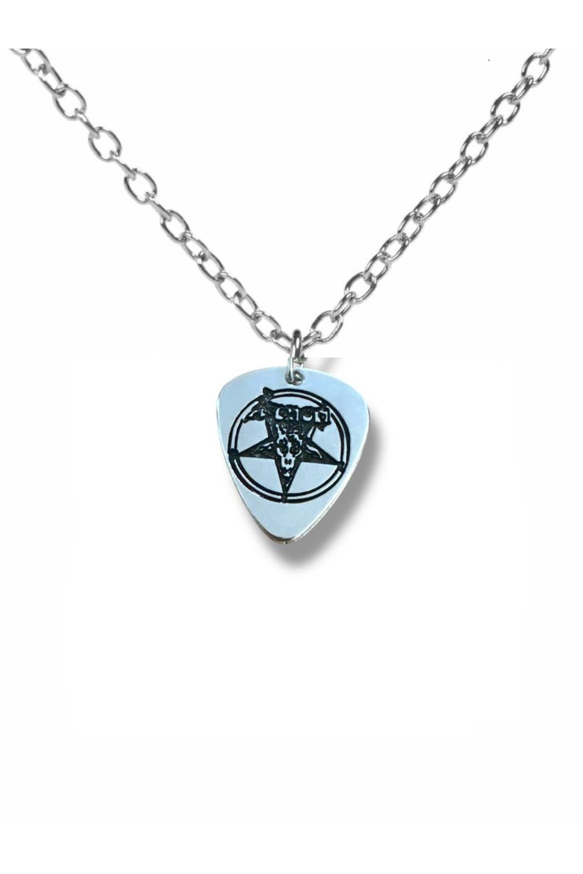 Herşey Nota Venom Black Metal Grubu Pena Şeklinde Çift Taraflı Rock İşaretli Unisex Metal Kolye