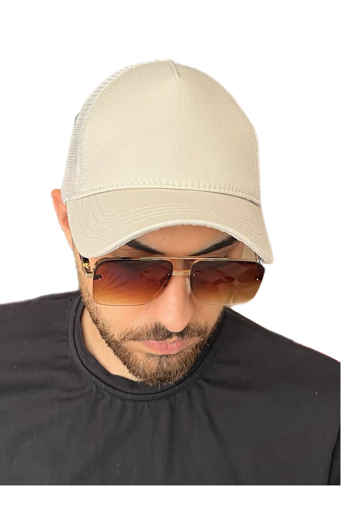 ZERAMİNE Krem Düz Şapka Unisex Spor Şapka Fileli
