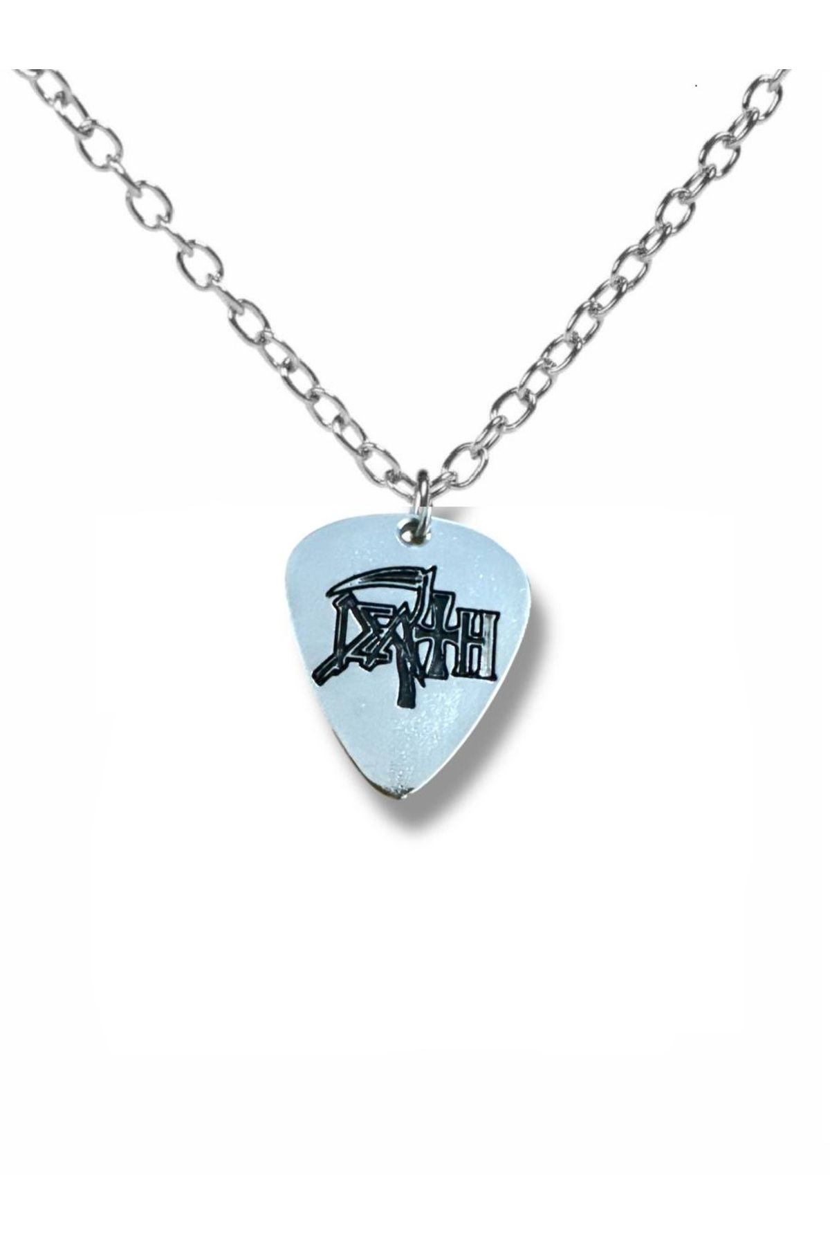 Herşey Nota Death Death Metal Grubu Pena Şeklinde Çift Taraflı Rock İşaretli Unisex Metal Kolye