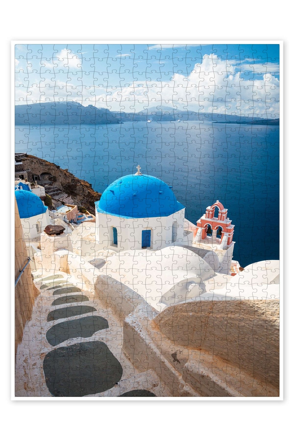 Jeronkarji Santorini'de Yaz 500 Parça Puzzle Yapboz Şehir Manzara Temalı Hobilik
