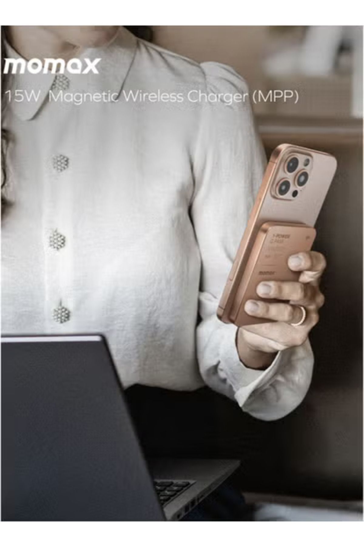 Momax-1-Power Q.Pass 5000mAh Qi2 Magnetic wireless Power back Upto 20W PD Output - Desert Titanium 5