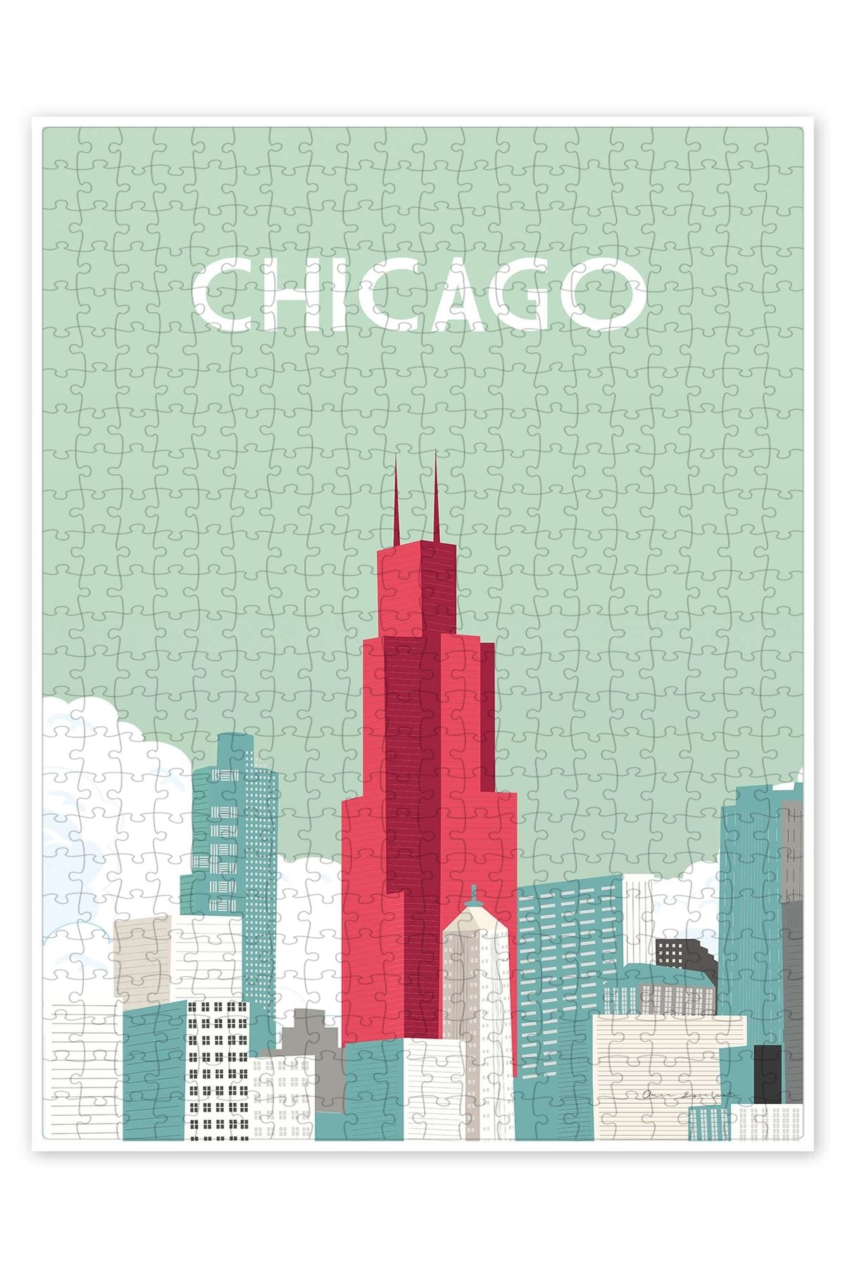 Jeronkarji Chicago 500 Parça Puzzle Yapboz Şehir Manzara Temalı Hobilik