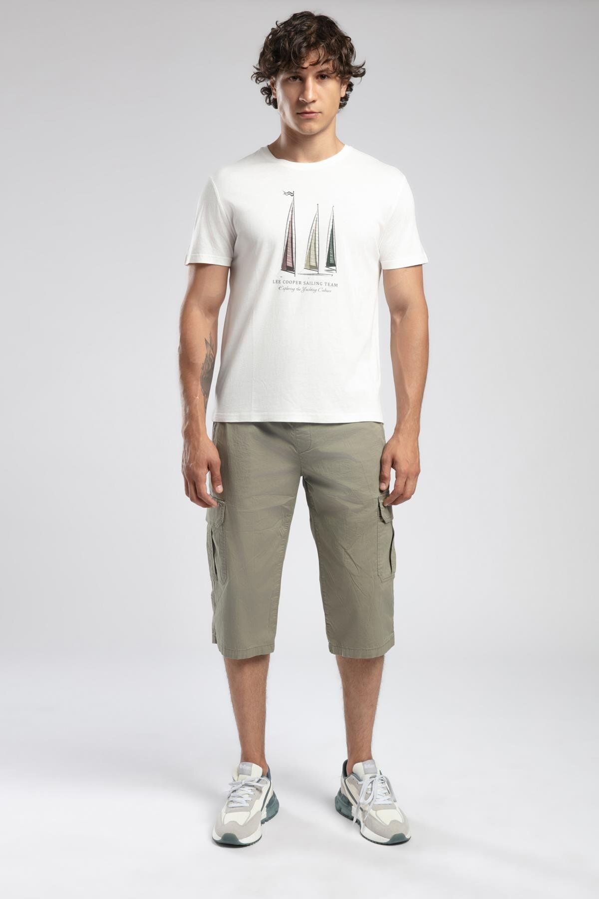 Lee Cooper Jogger Cargo Long Erkek Dokuma Bermuda Haki