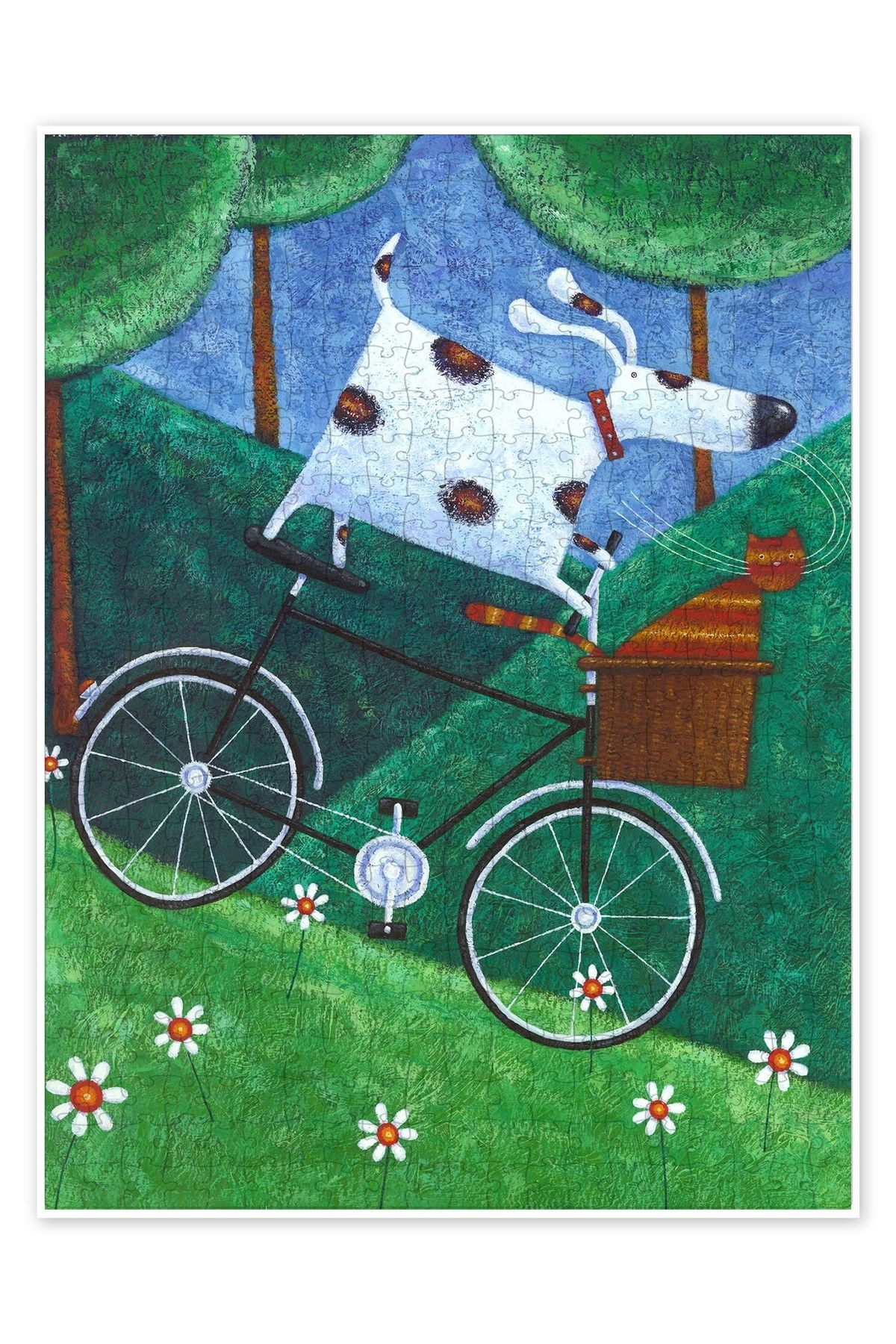 Jeronkarji Duke's Bike Ride 500 Parça Puzzle Yapboz Kedi Köpek Temalı Doğa ve Orman Hayvanları
