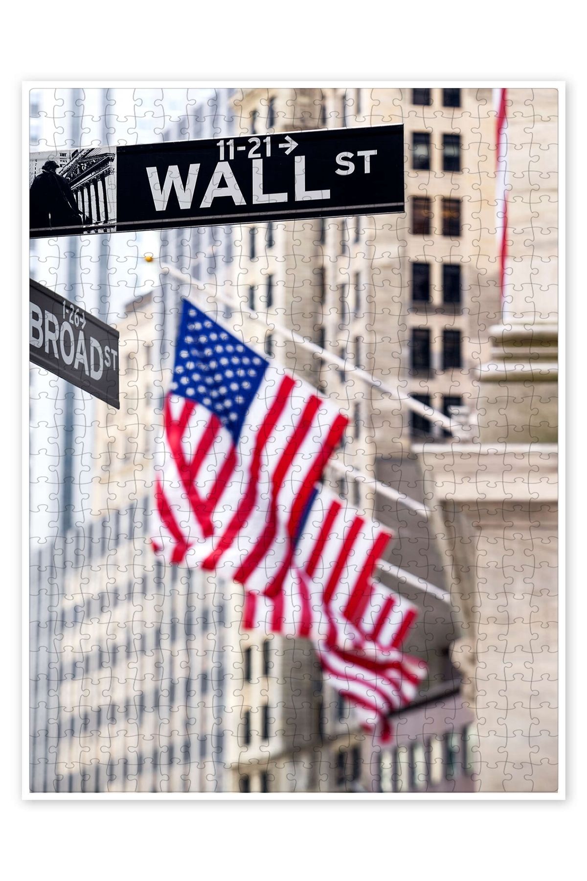 Jeronkarji Wall Street tabelası, New York Borsası 500 Parça Puzzle Yapboz Şehir Manzara Temalı Hobilik