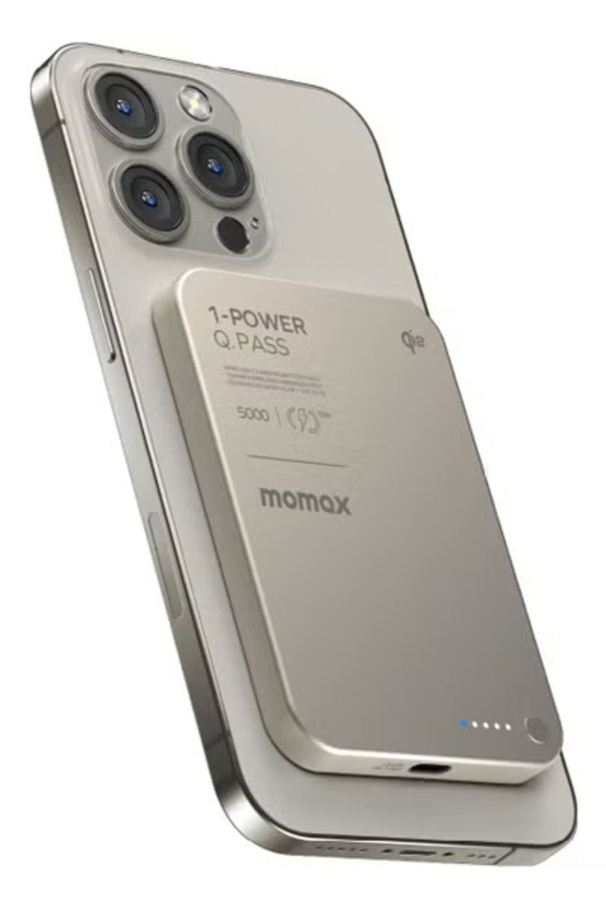 Momax-1-Power Q.Pass 5000mAh Qi2 Magnetic wireless Power back Upto 20W PD Output - Titanium 1