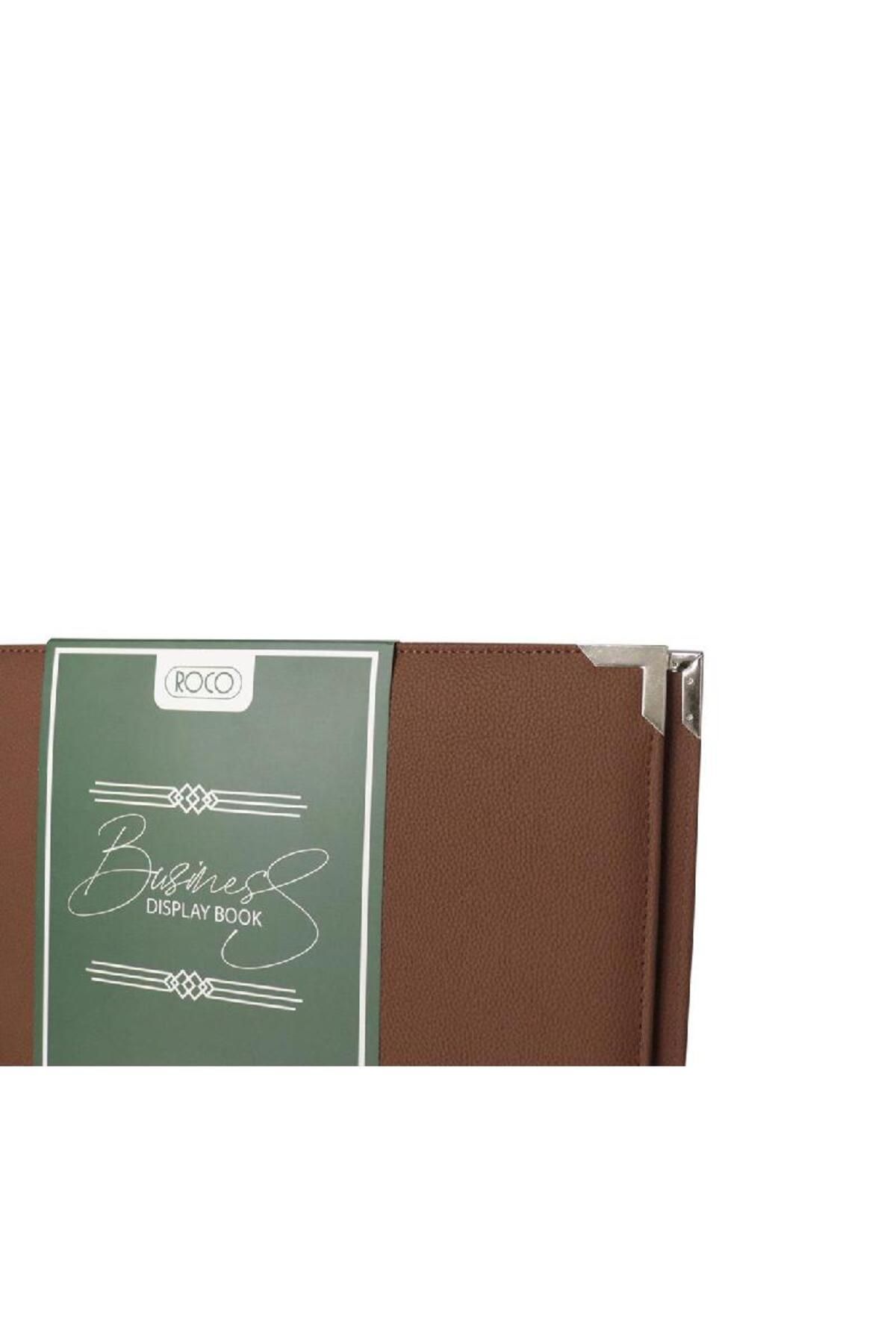 Roco-A3 Display Book with 20 Pockets – Leather Cover, Brown 4