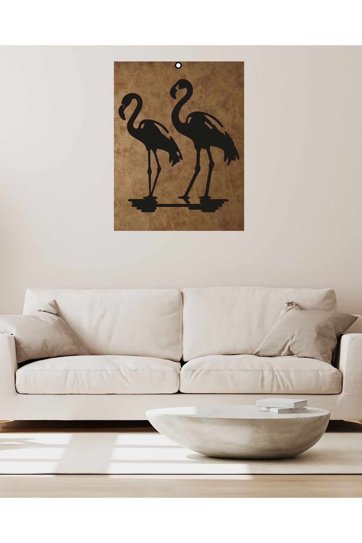 Grand Fine Art Çerçevesiz Süet Deri Üzerine Lazer Kesim Siyah Mdf Tablo Pelikan Çifti