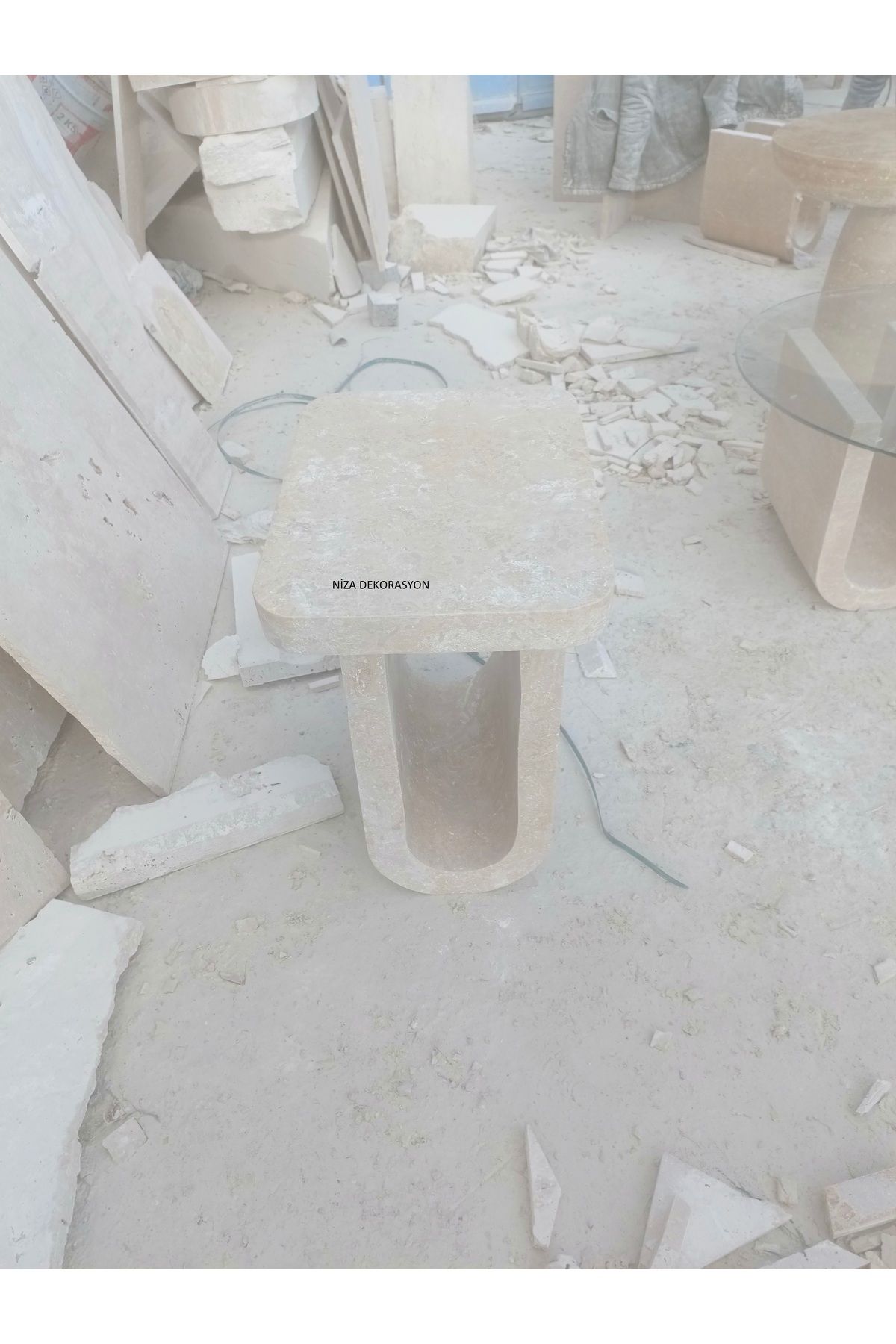 niza dekorasyon DOĞAL TRAVERTEN ERİS YAN SEHPA