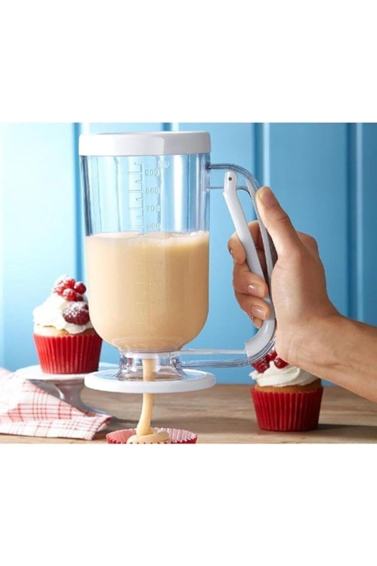 ShopZum Qniay Pankek Dağıtıcı Hamur Porsiyonlayıcı Şekillendirici 900 Ml Dökme Aparatı