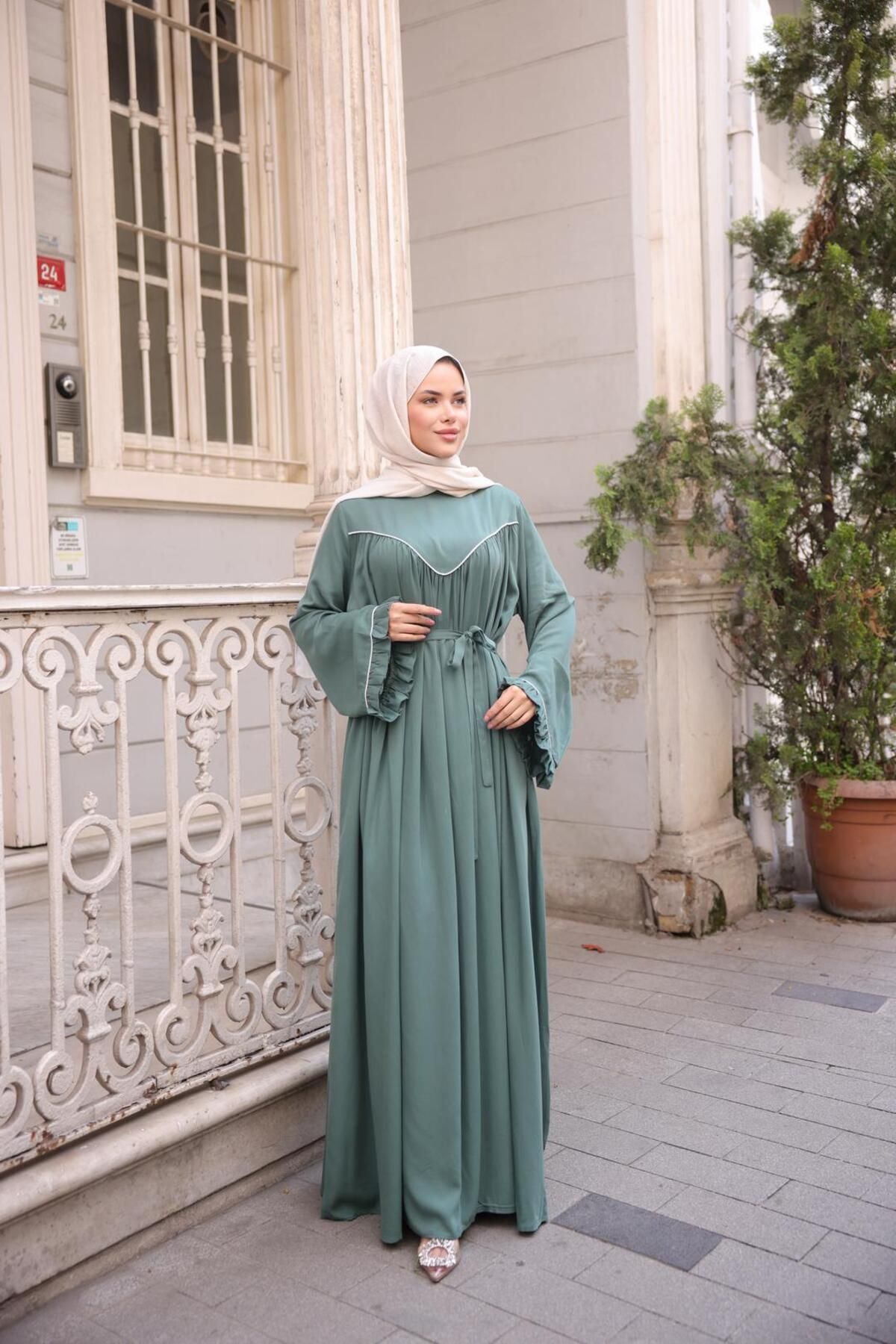 Nissra Ankanoor V Robalı Biyeli Belmando Elbise Anka255097