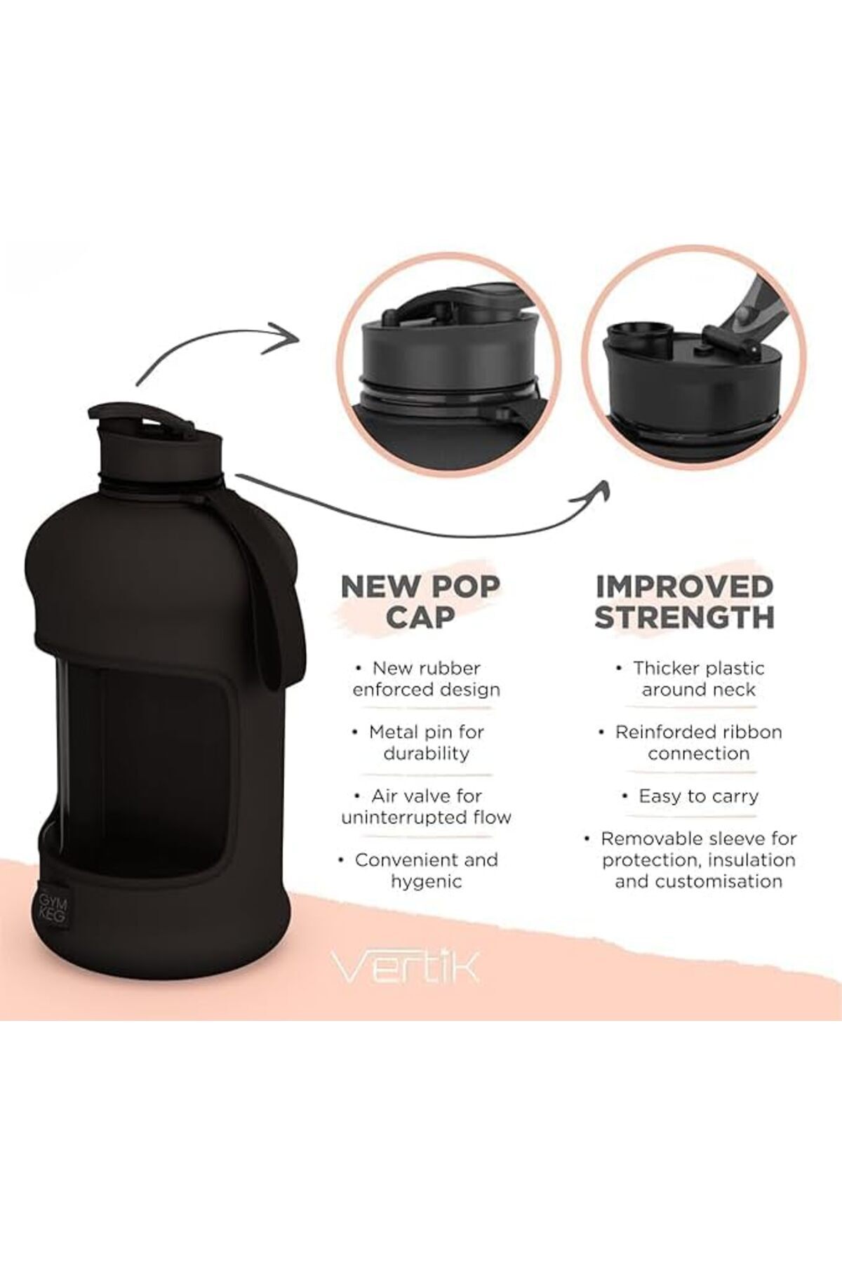 Generic-VERTIK Sports Water Bottle (2.2 Liter) | Half Gallon | Hydro Flask, Large Reusable Bottles | Eco-Fri 3