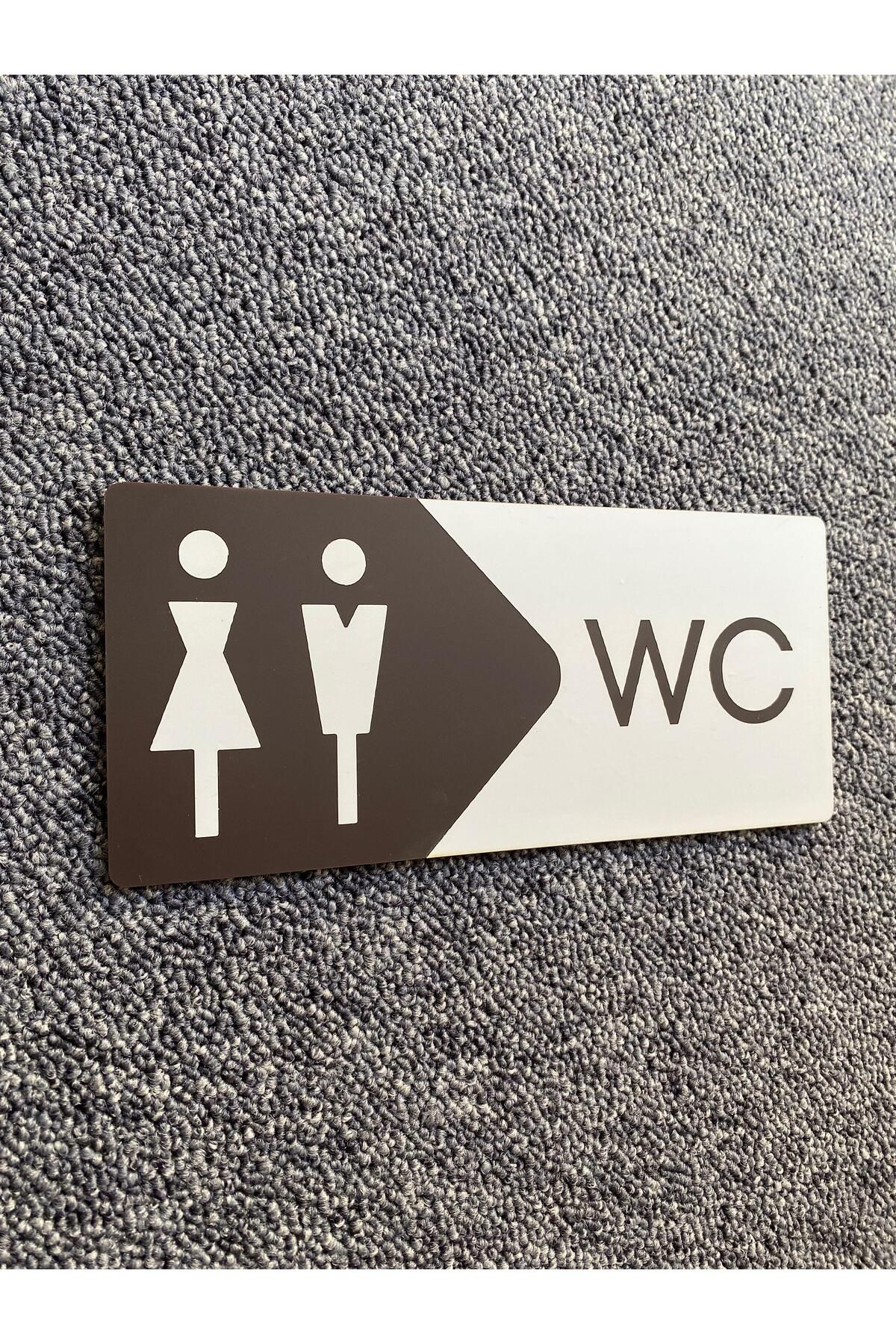 Yönline Kadın Erkek WC Tabelası - Kendinden Yapışkanlı Tuvalet Yönlendirme Levhası