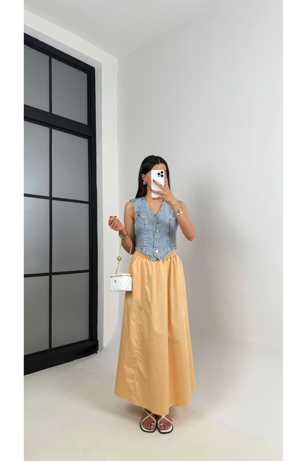 Gaus Somon Beli Lastikli Cepli Poplin Etek Gaus00485