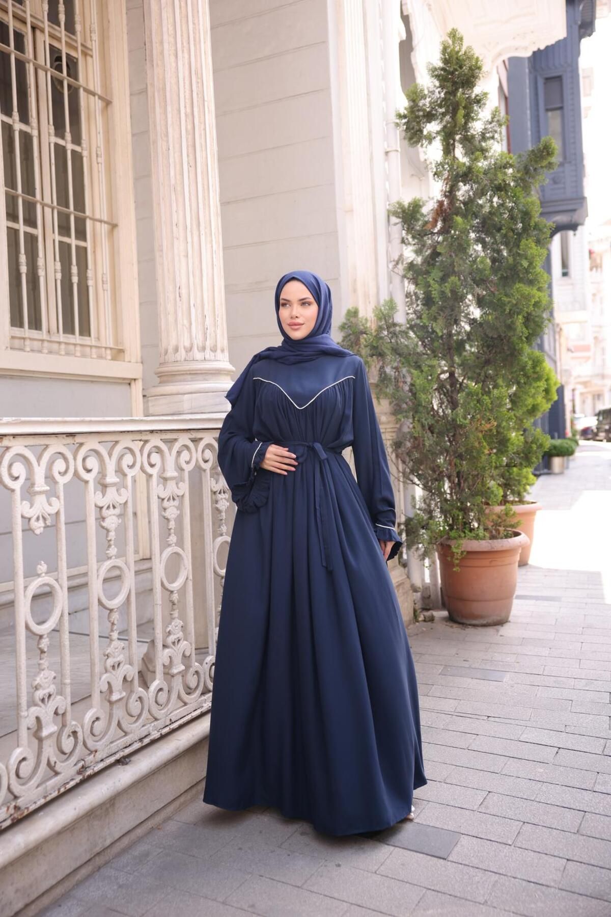 Nissra Ankanoor V Robalı Biyeli Belmando Elbise Anka255097