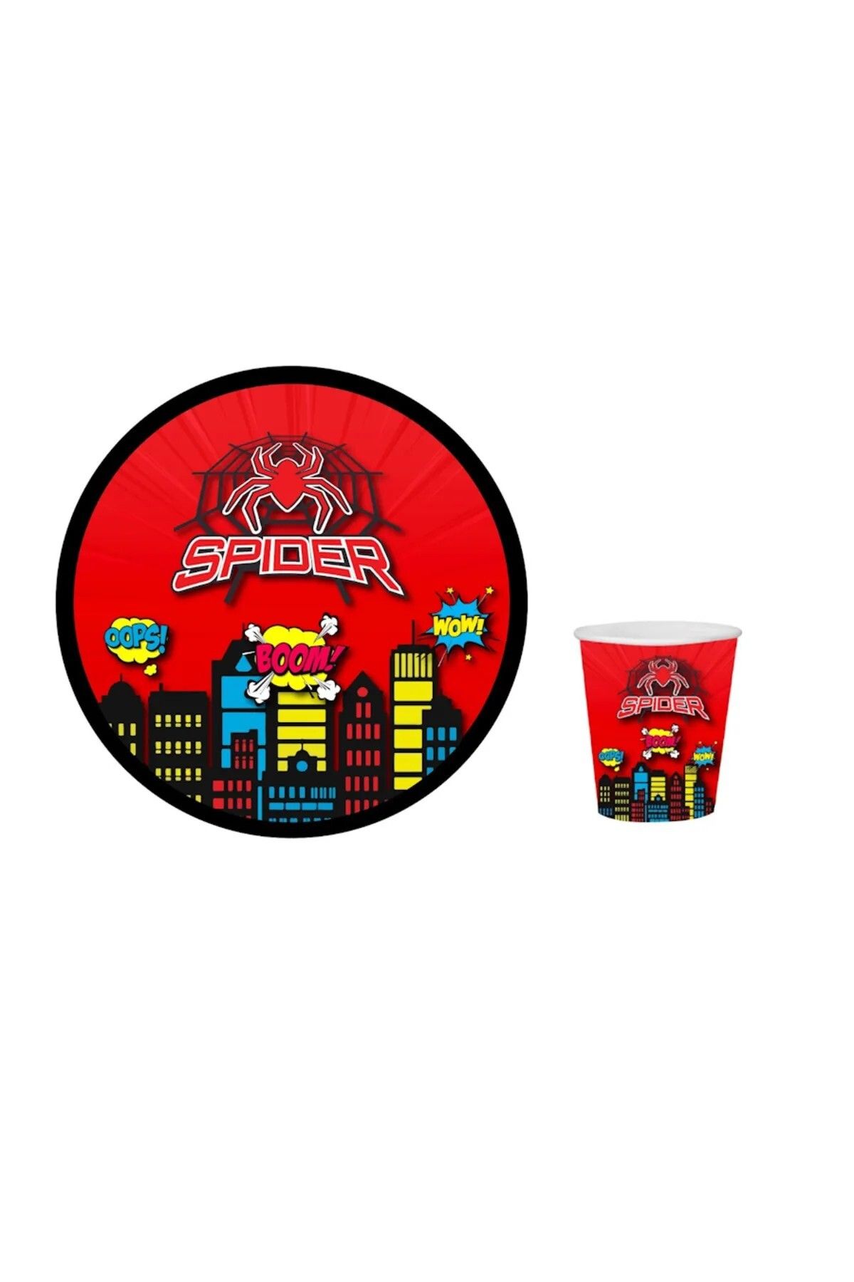 Big Party Spider Temalı Karton Tabak Bardak Set 8 Kişilik
