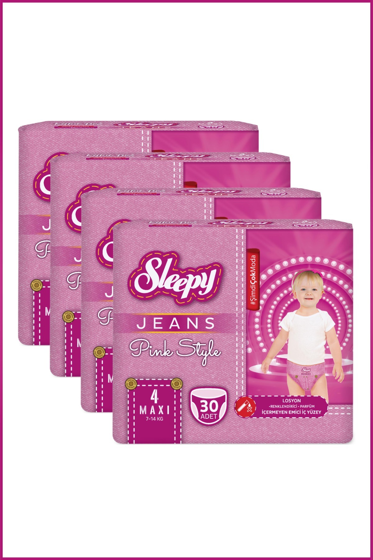 Sleepy Pink Jeans Külot Bez 4 Numara Maxi 4’lü Jumbo 120 Adet fotoğrafı 3 (önizleme)
