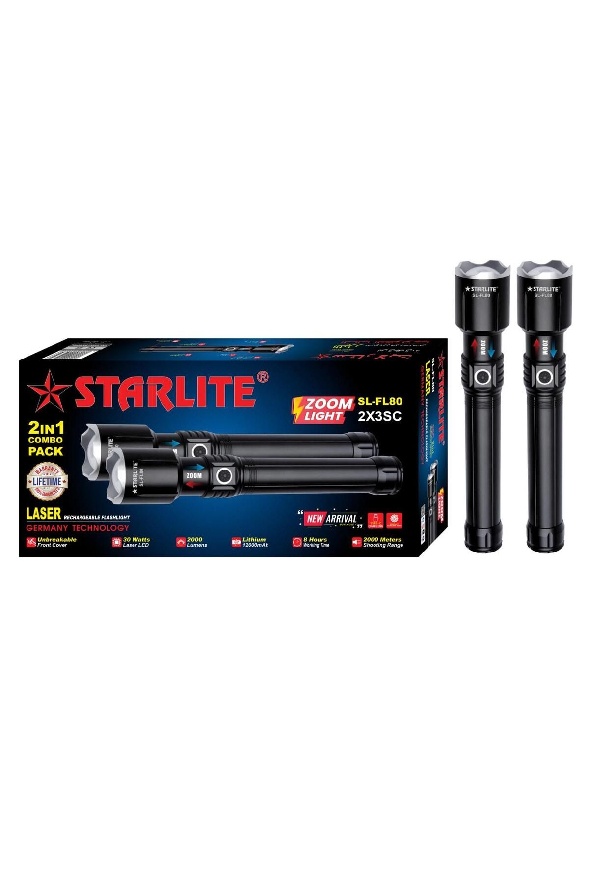 Generic-STARKLITE 2-in-1 Rechargeable Zoom LED Flashlight Combo Pack – 30W High Power, 2000mAh Battery 3