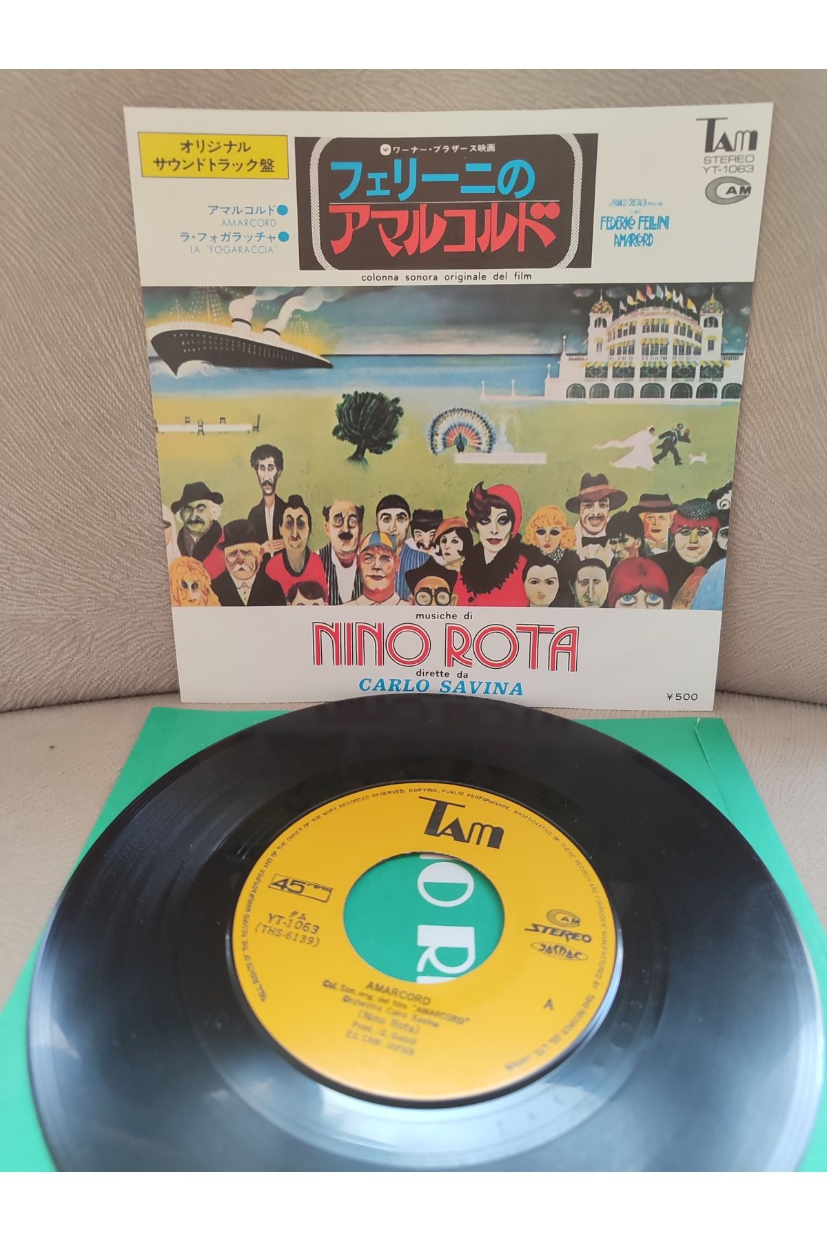 Plakperest Federico Fellini’s AMARCORD - 1974 Japonya Basım Soundtrack 45lik Plak 2.EL