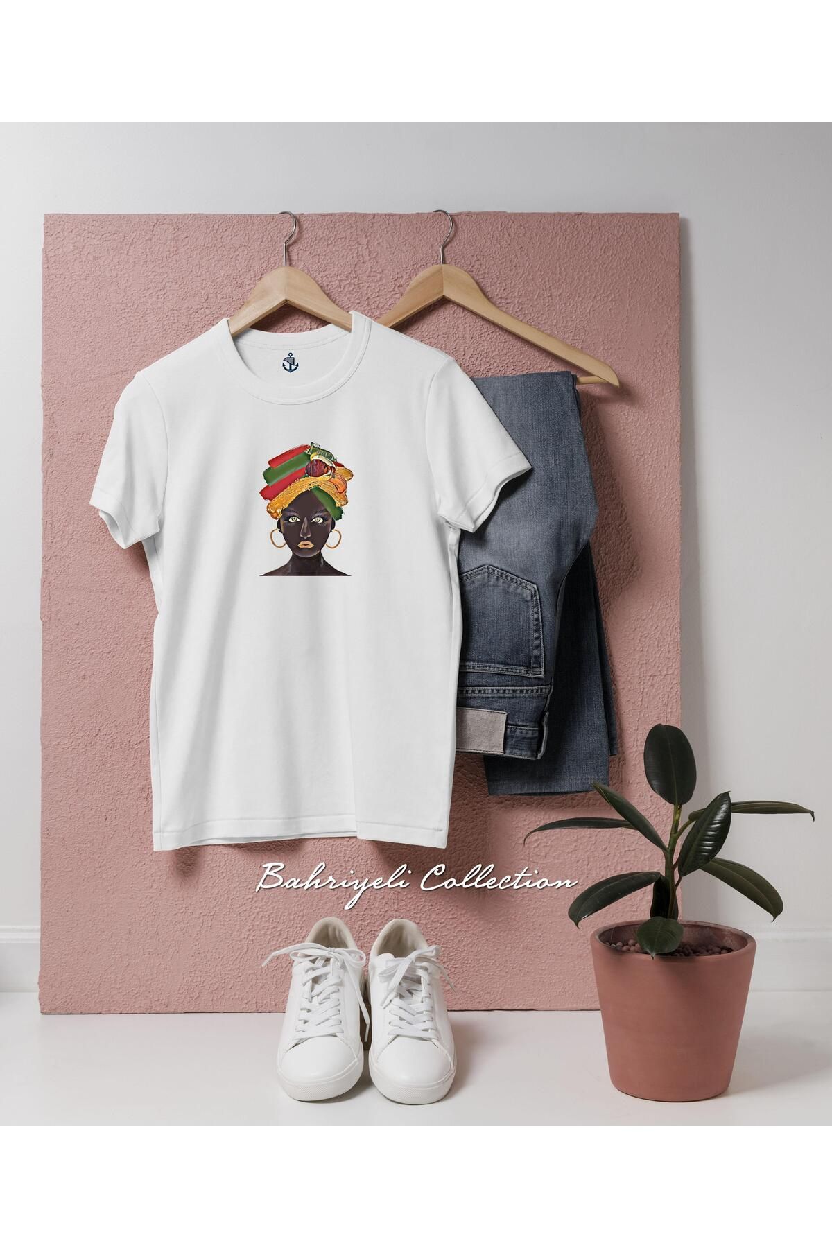 bahriyeli.jpeg Oversize African Woman Tribal Tasarımlı Unisex T-Shirt