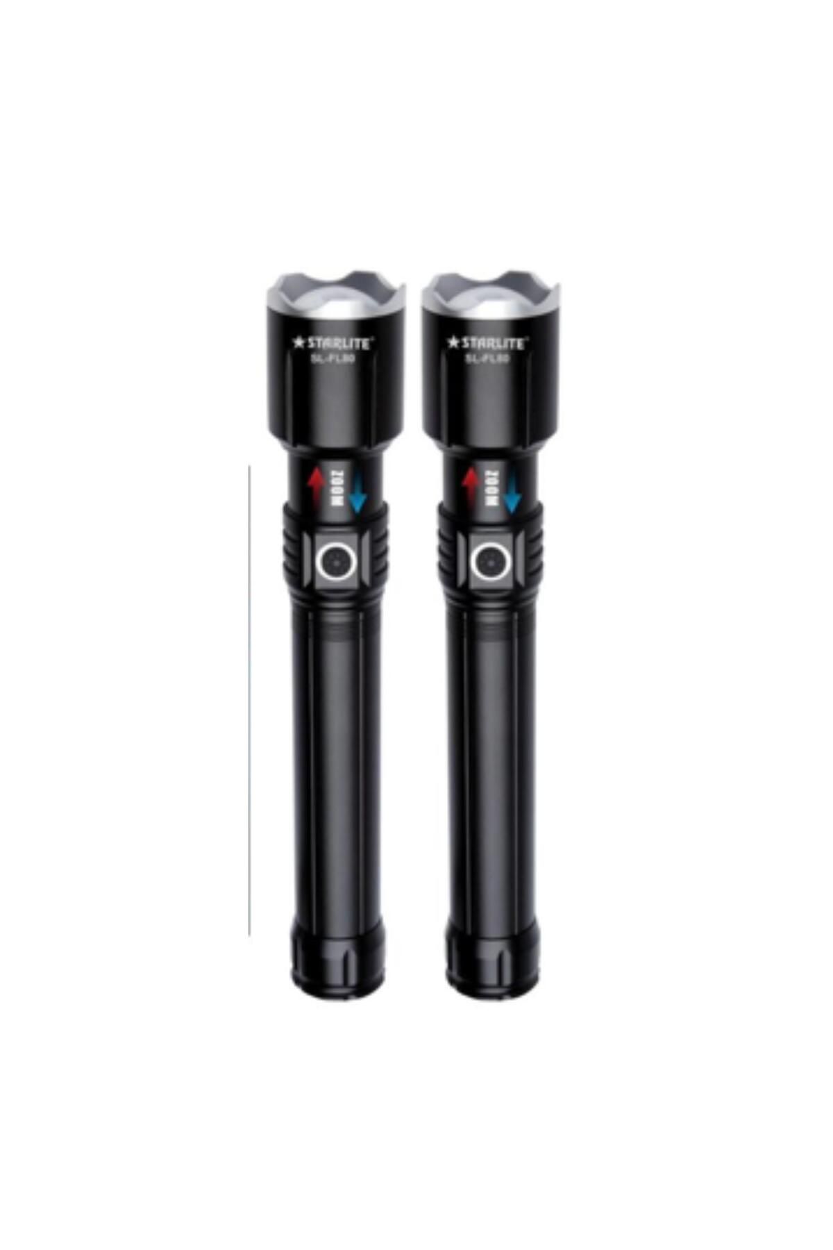 Generic-STARKLITE 2-in-1 Rechargeable Zoom LED Flashlight Combo Pack – 30W High Power, 2000mAh Battery 1