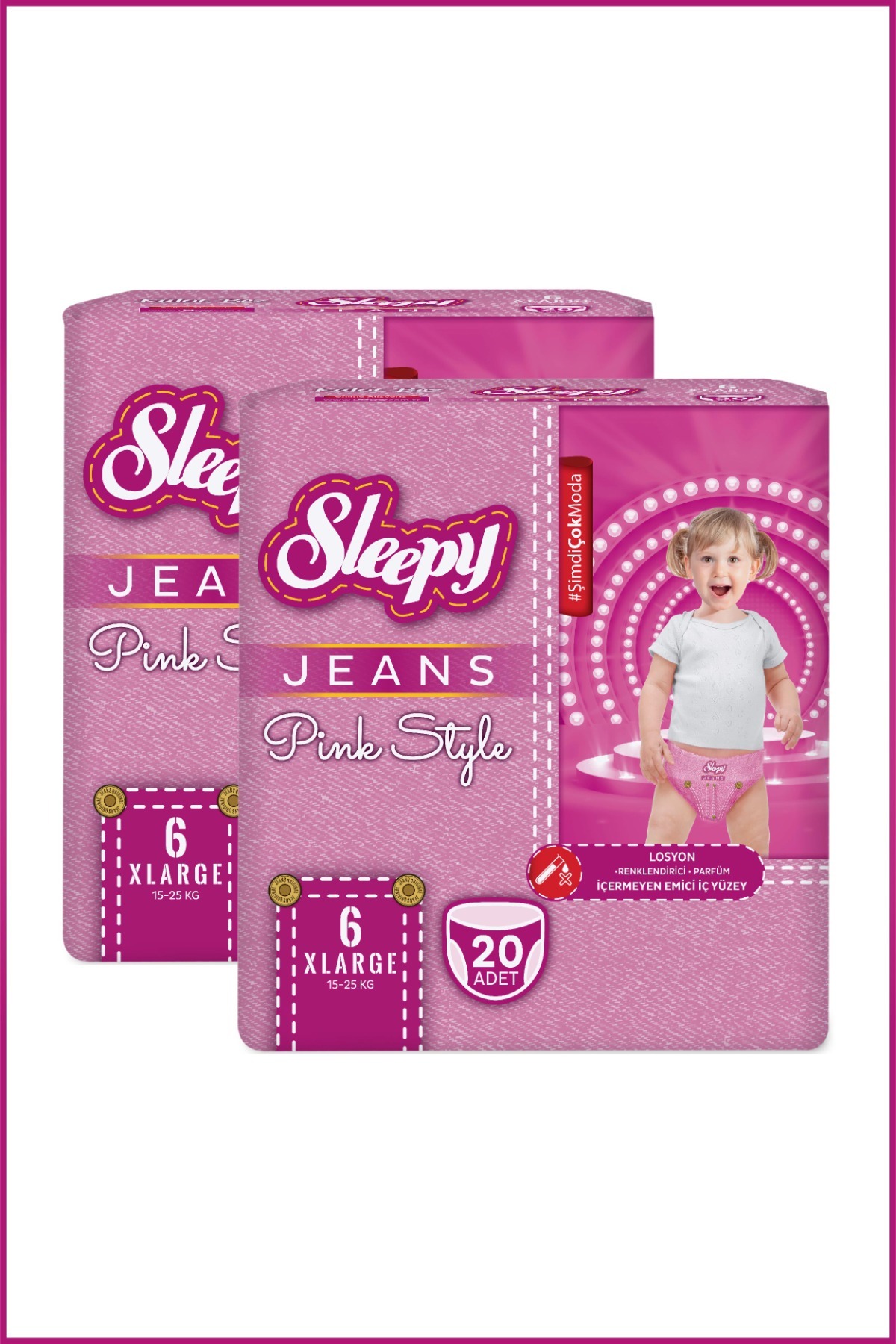 Sleepy Pink Jeans Külot Bez 6 Numara Xlarge 2'li Jumbo 40 Adet fotoğrafı 3 (önizleme)