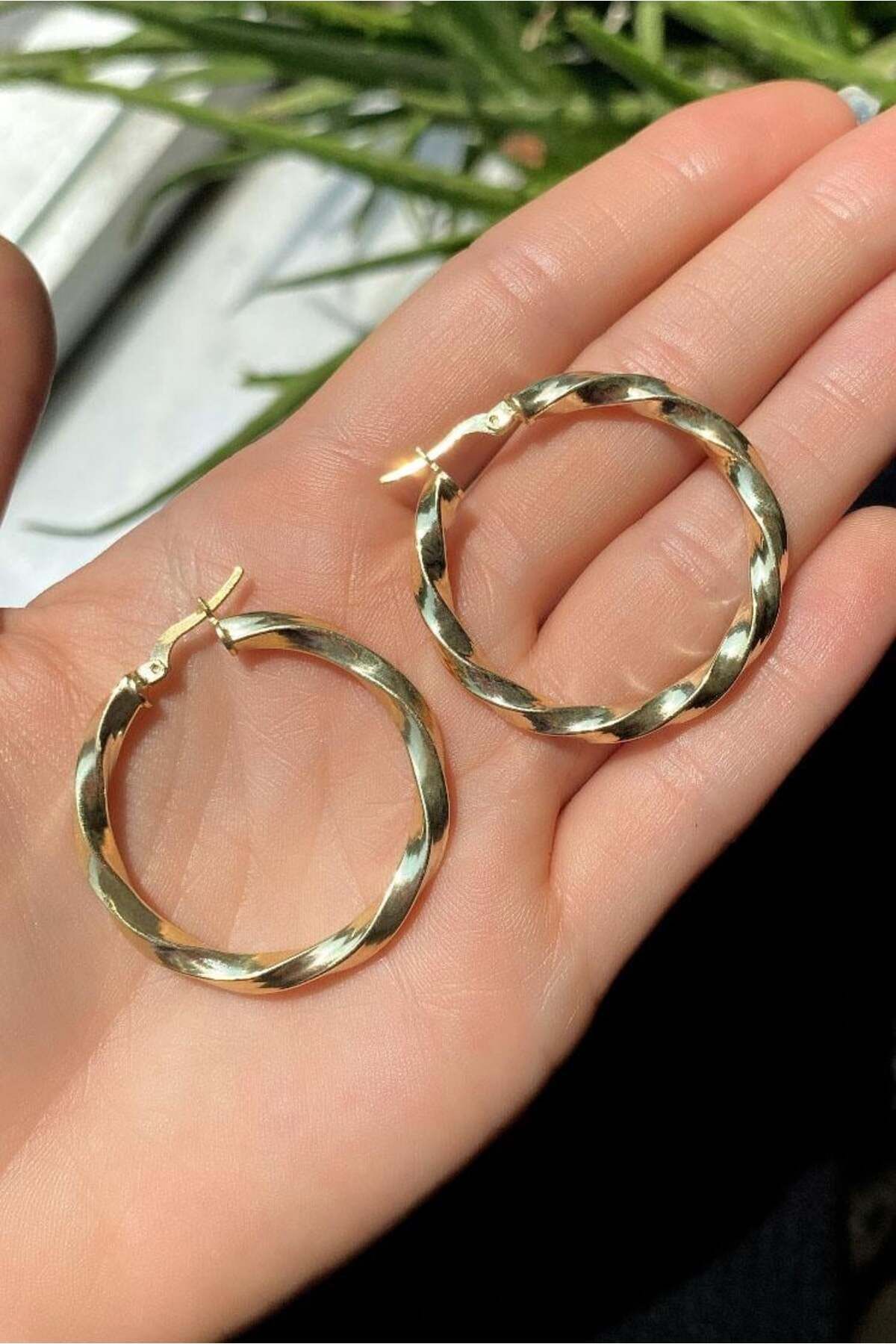 Spossy Silver Jewelry 3,5 Cm Burgu Halka Küpe