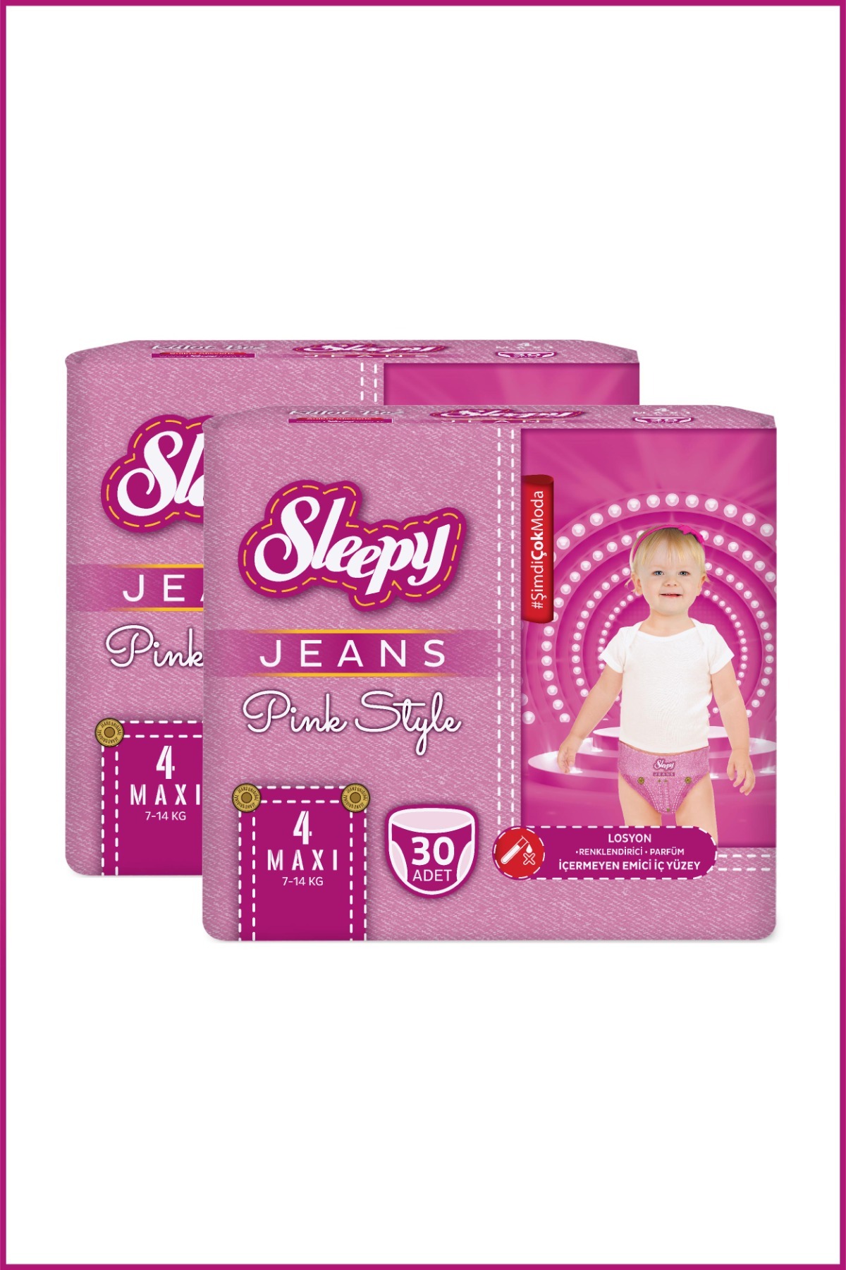 Sleepy Pink Jeans Külot Bez 4 Numara Maxi 2'li Jumbo 60 Adet fotoğrafı 3 (önizleme)