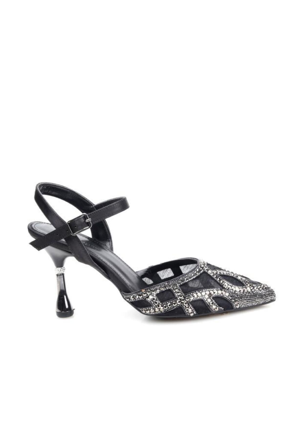 PİSAGOR Pisagor Ps-33350 8,5 Cm Topuklu Kadın Taşlı Arkası Açık Stiletto Abiye Ayakkabı
