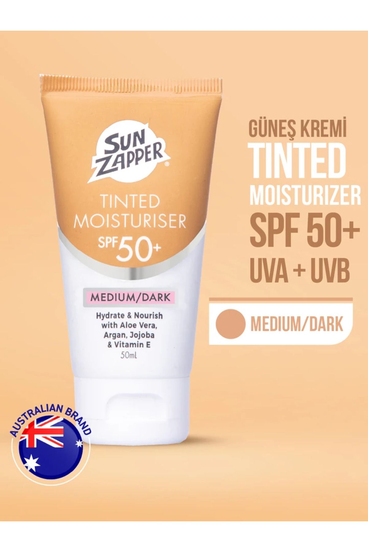 Sun Zapper Tinted Moisturiser Medium/Dark SPF 50+ 50ml