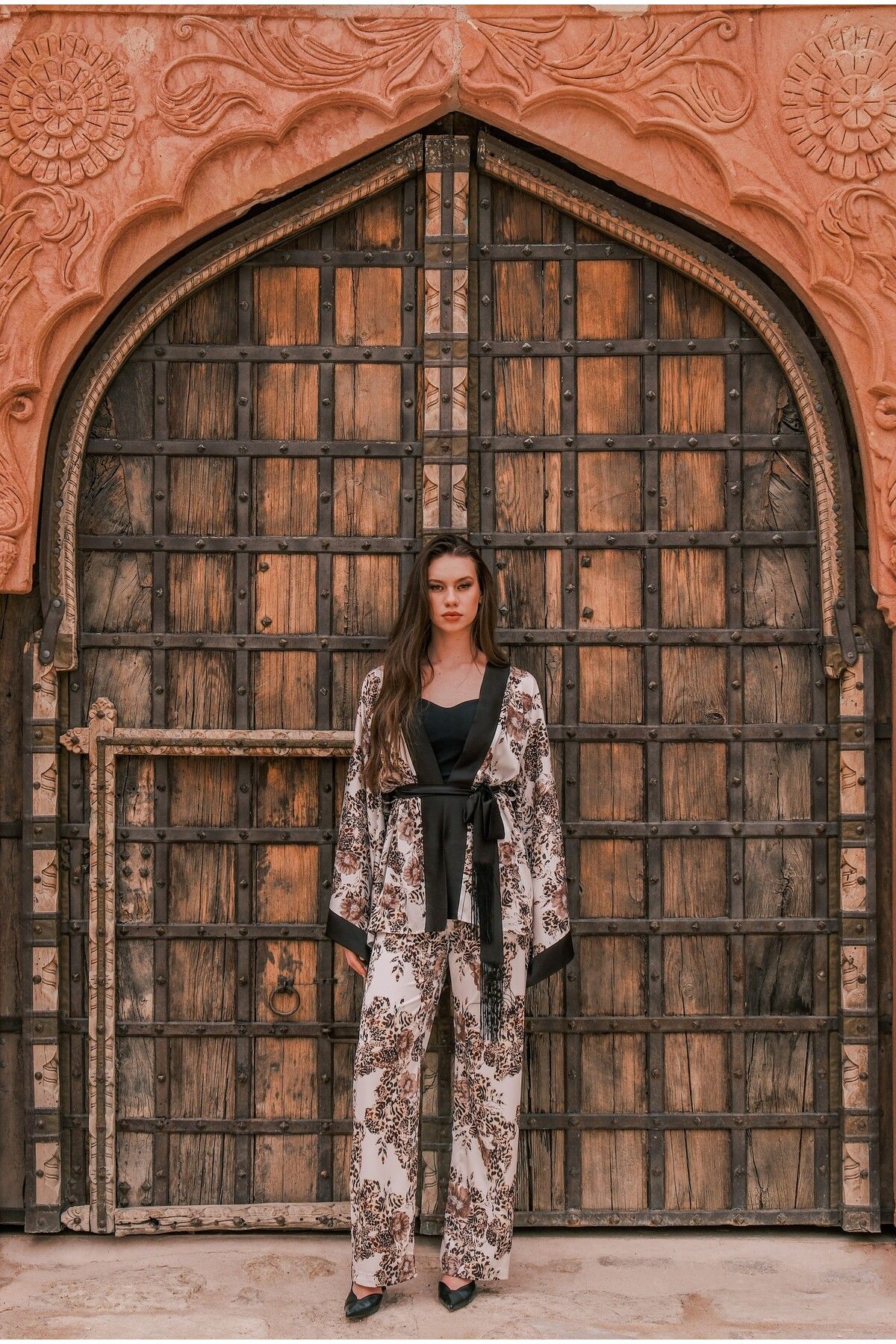 Esra Semiz İPEK SATEN LEOPAR PANTOLON