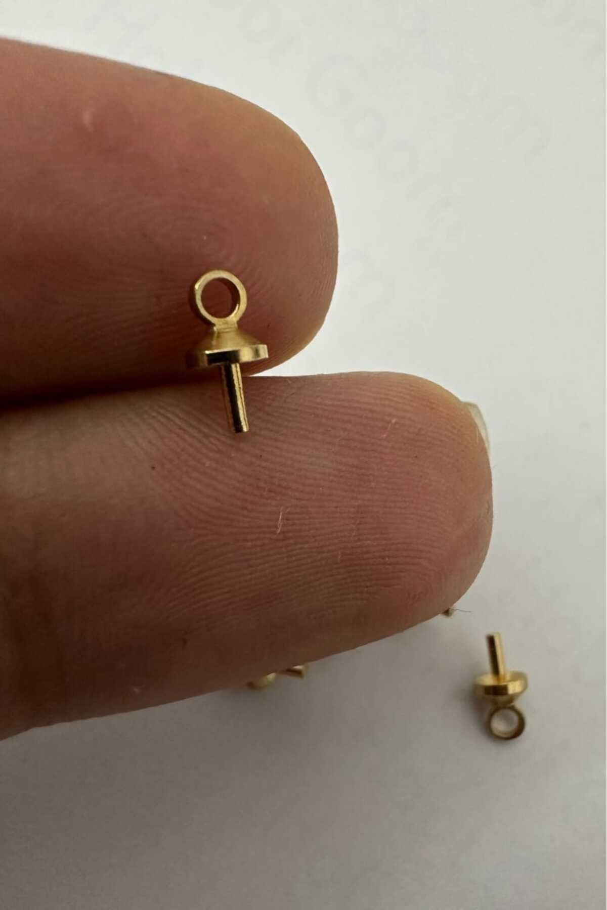 Hobi Goom Takı Yapımı / Üretimi İçin Paslanmaz Çelik Gold Kolye Ucu Emziği | Kolye Çivisi | 5 adet