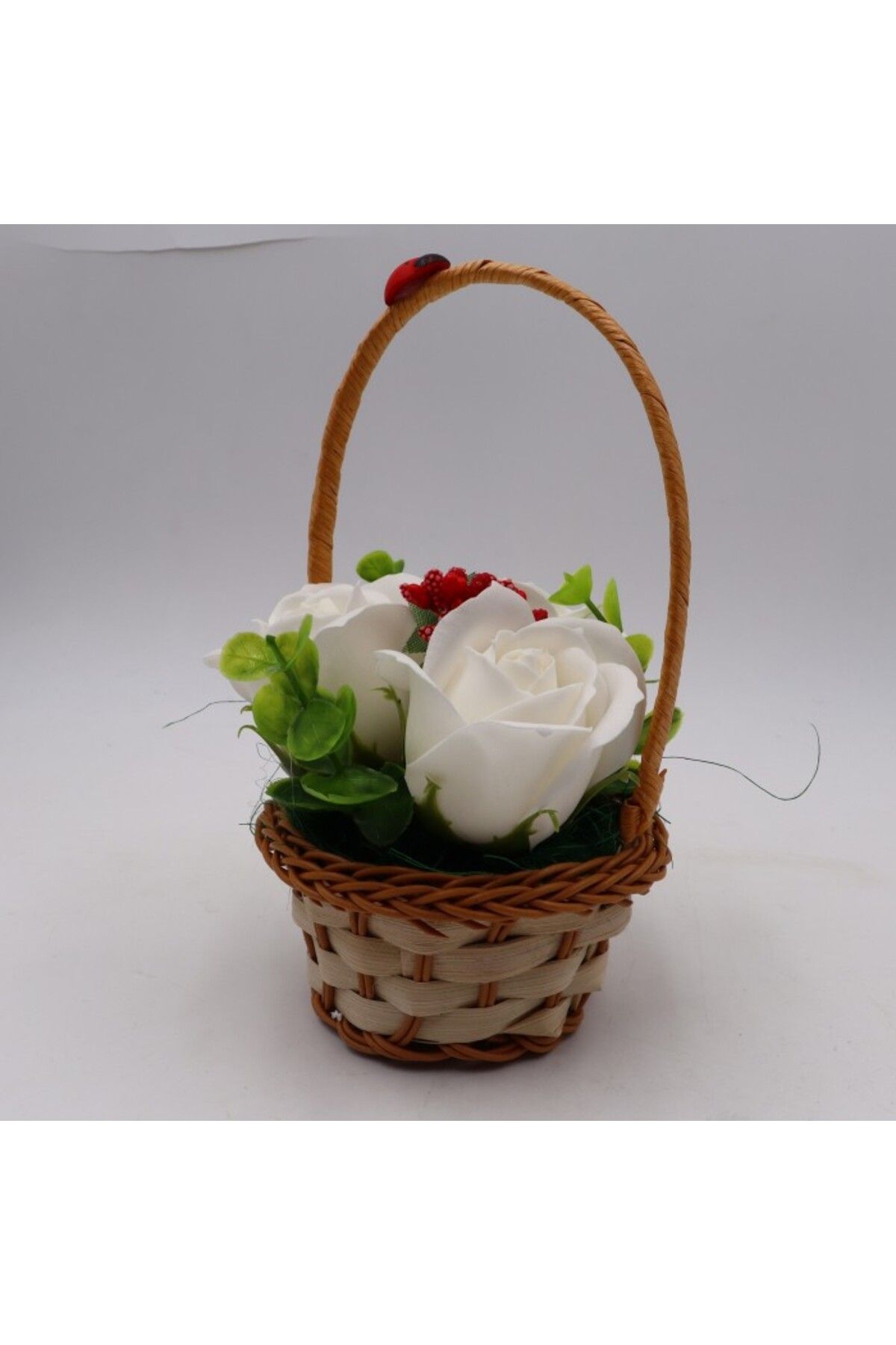 dalimag-Floral Arrangement, Rose Basket, 3 White Soap Roses 2