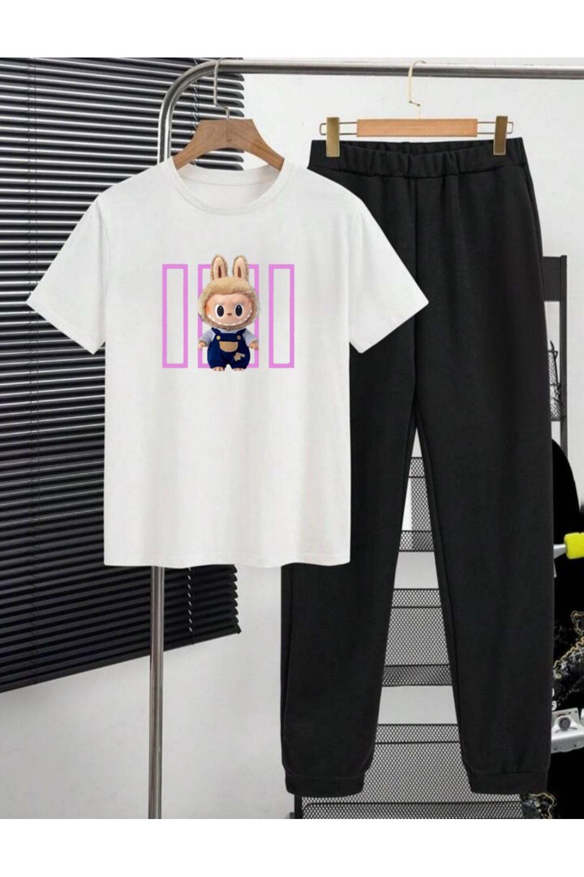 REBRAND Oversize Kadın T-shirt Uzun Pantolonlu Takımı Spor - Baskılı