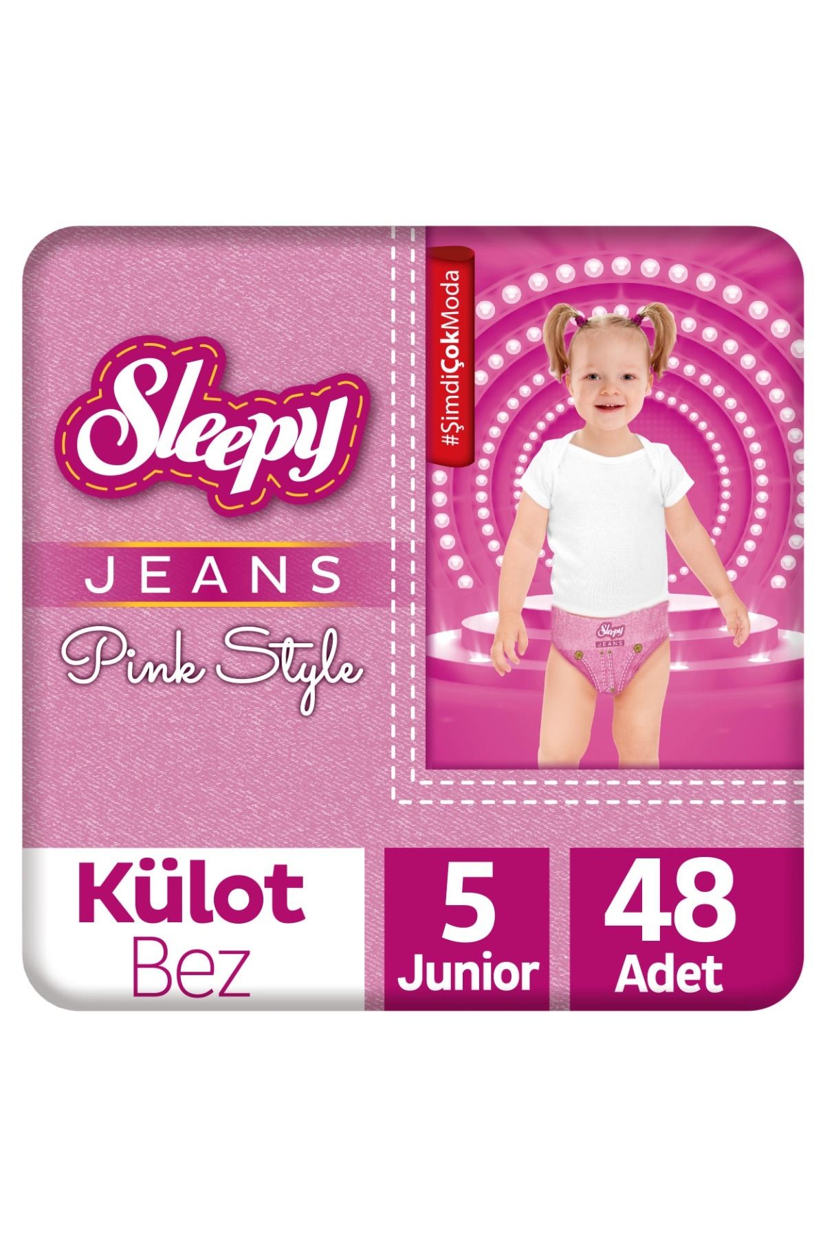 Sleepy Pink Jeans Külot Bez 5 Numara Junior 2'li Jumbo 48 Adet