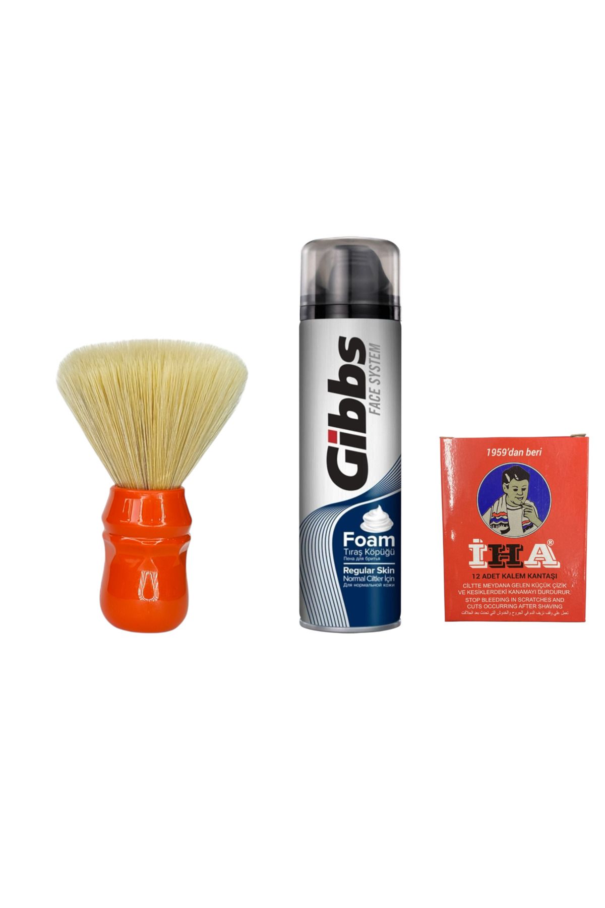 Croc Sentetik Tıraş Fırçası Kırmızı + Regular Tıraş Köpüğü + Kalem Kan Taşı