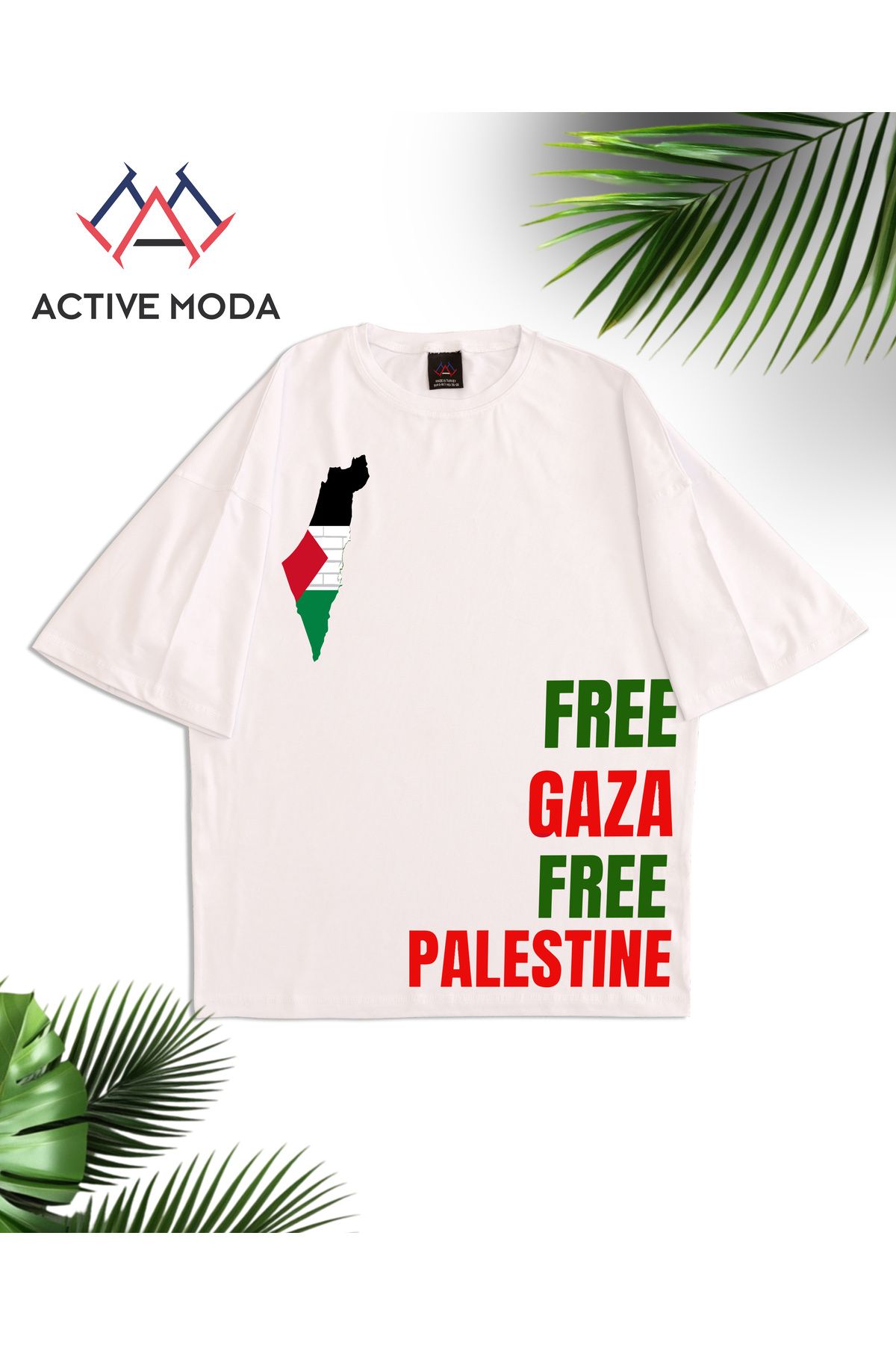 ACTIVE MODA - ERKEK PAMUKLU BASKILI GAZA FİLİSTİN BASKILI TSHIRT