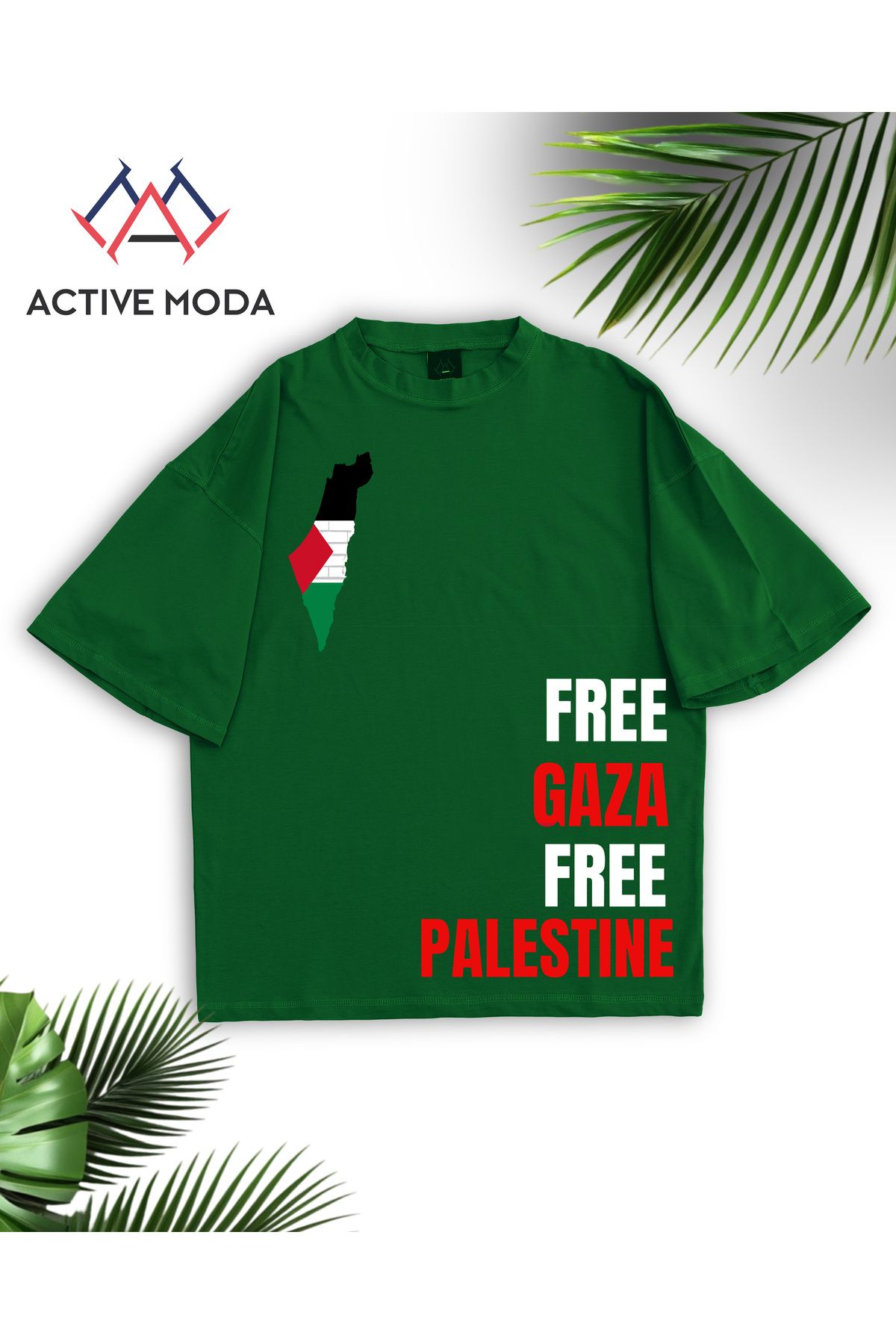 ACTIVE MODA - ERKEK PAMUKLU BASKILI GAZA FİLİSTİN BASKILI TSHIRT