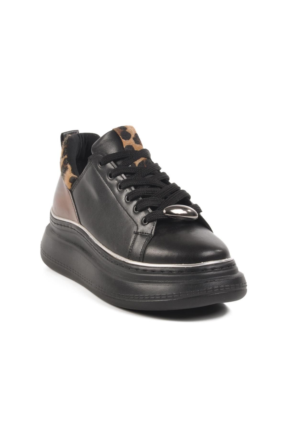 WALKWAY Siyah Leopar Kadın Sneaker T-300 Z
