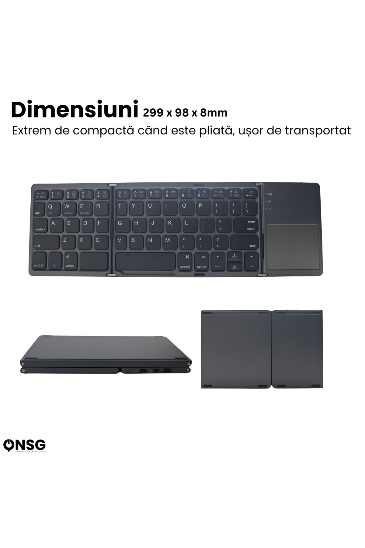ONSG-TouchKey Ultra by ONSG® Foldable Bluetooth Keyboard, Ultra-Slim Portable, 2-Click Touchpad 4