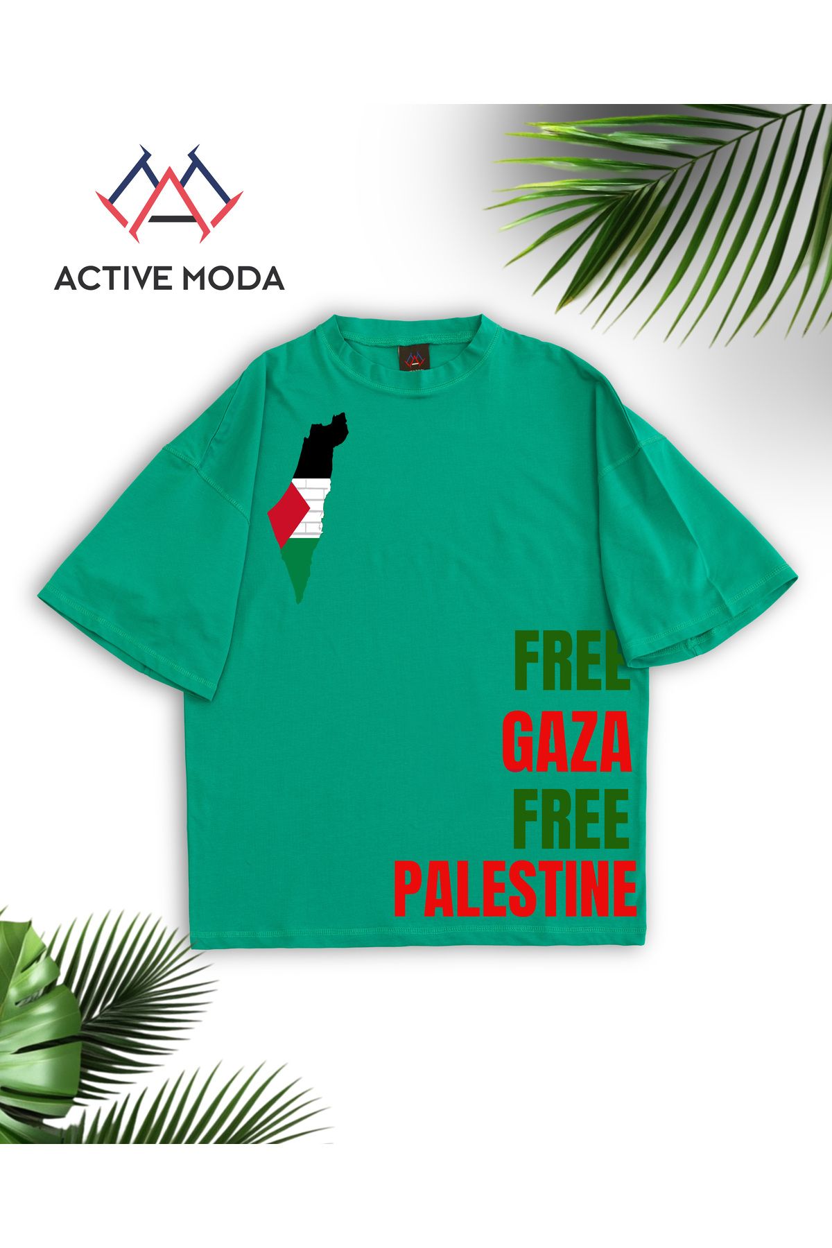 ACTIVE MODA - ERKEK PAMUKLU BASKILI GAZA FİLİSTİN BASKILI TSHIRT