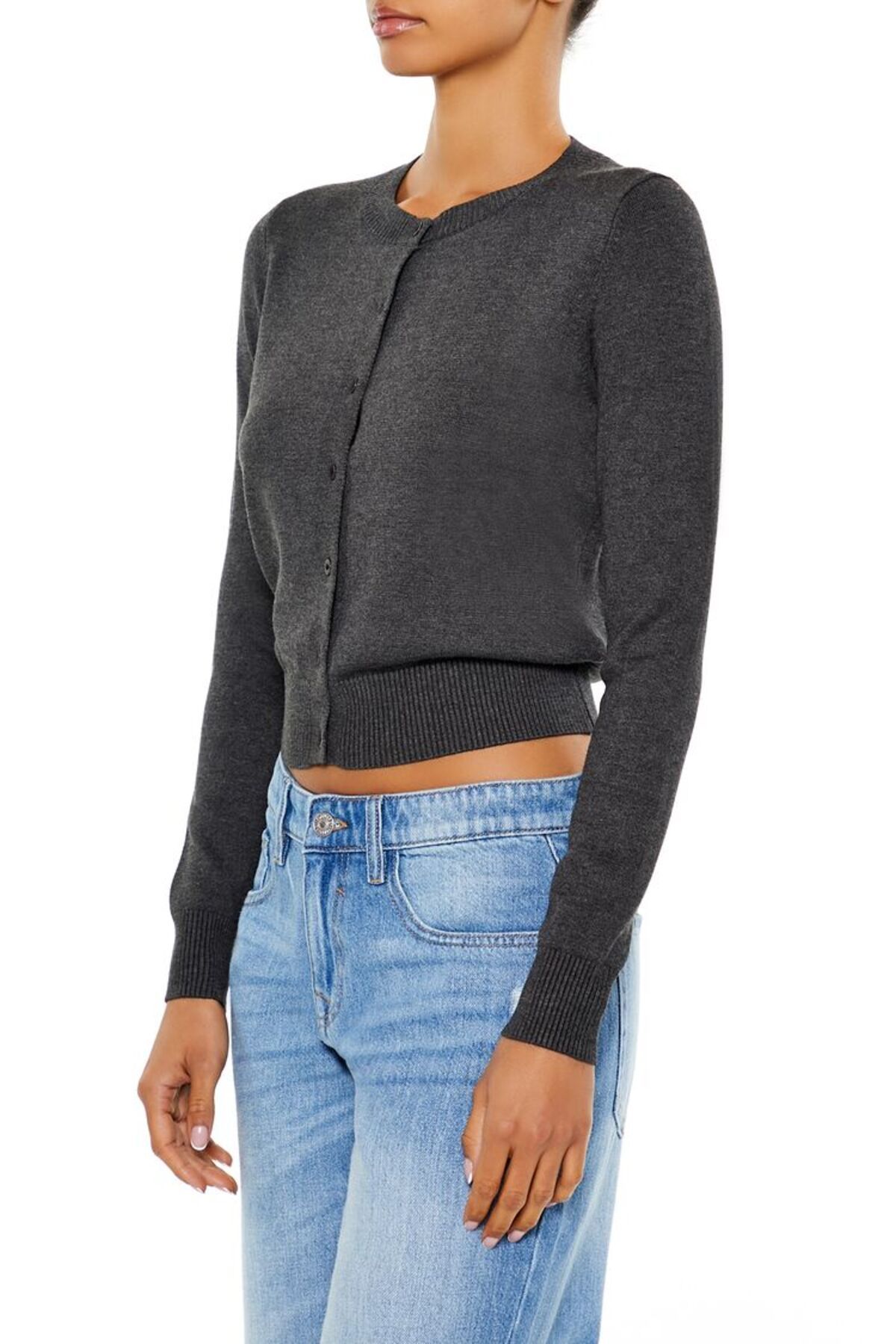 Forever 21 Düğme Detaylı Crop Hırka