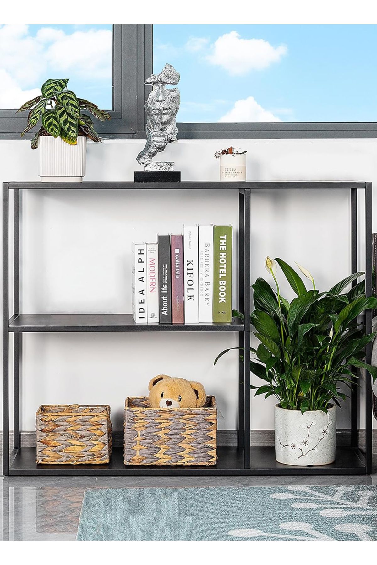 sharpdo-Sharpdo 3-Layer Metal Console Table, Foyer Table 4