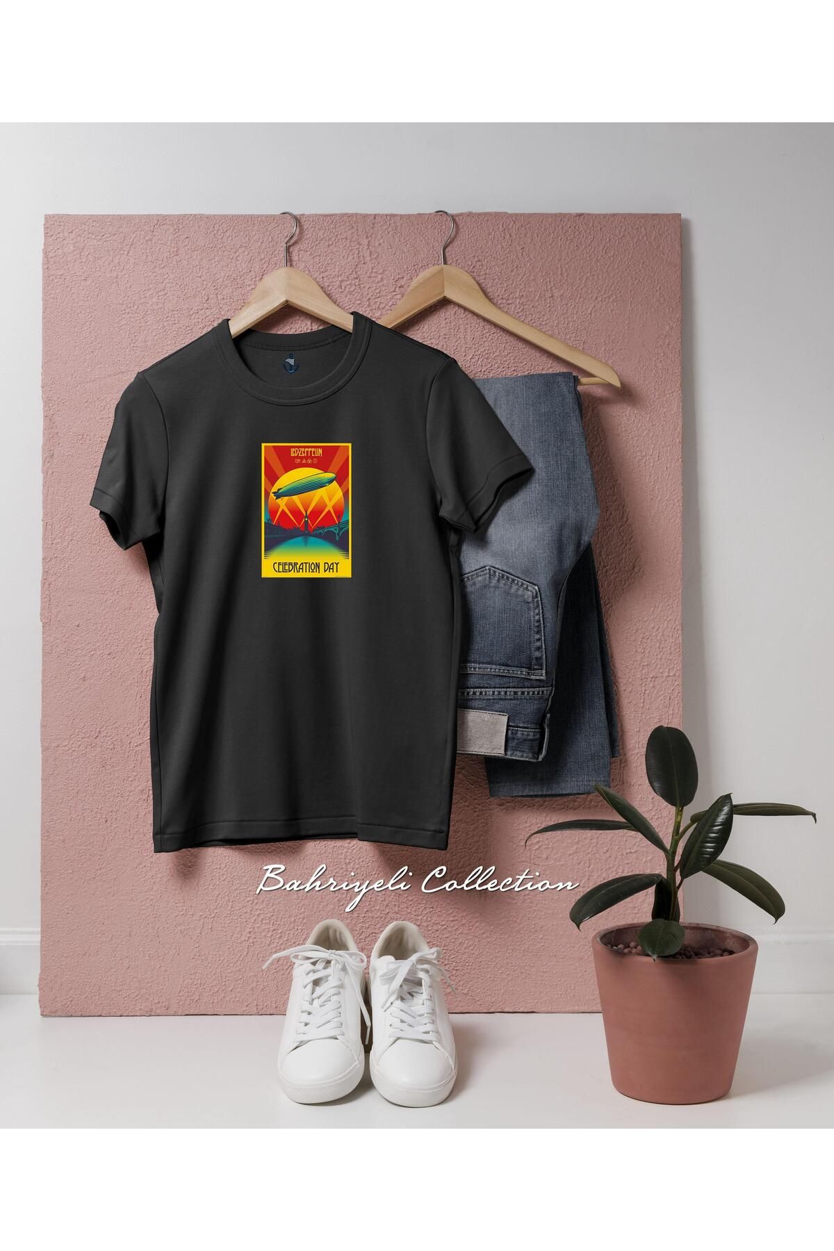 bahriyeli.jpeg Oversize Led Zeppelin Poster Celebration Day Tasarımlı Unisex T-Shirt