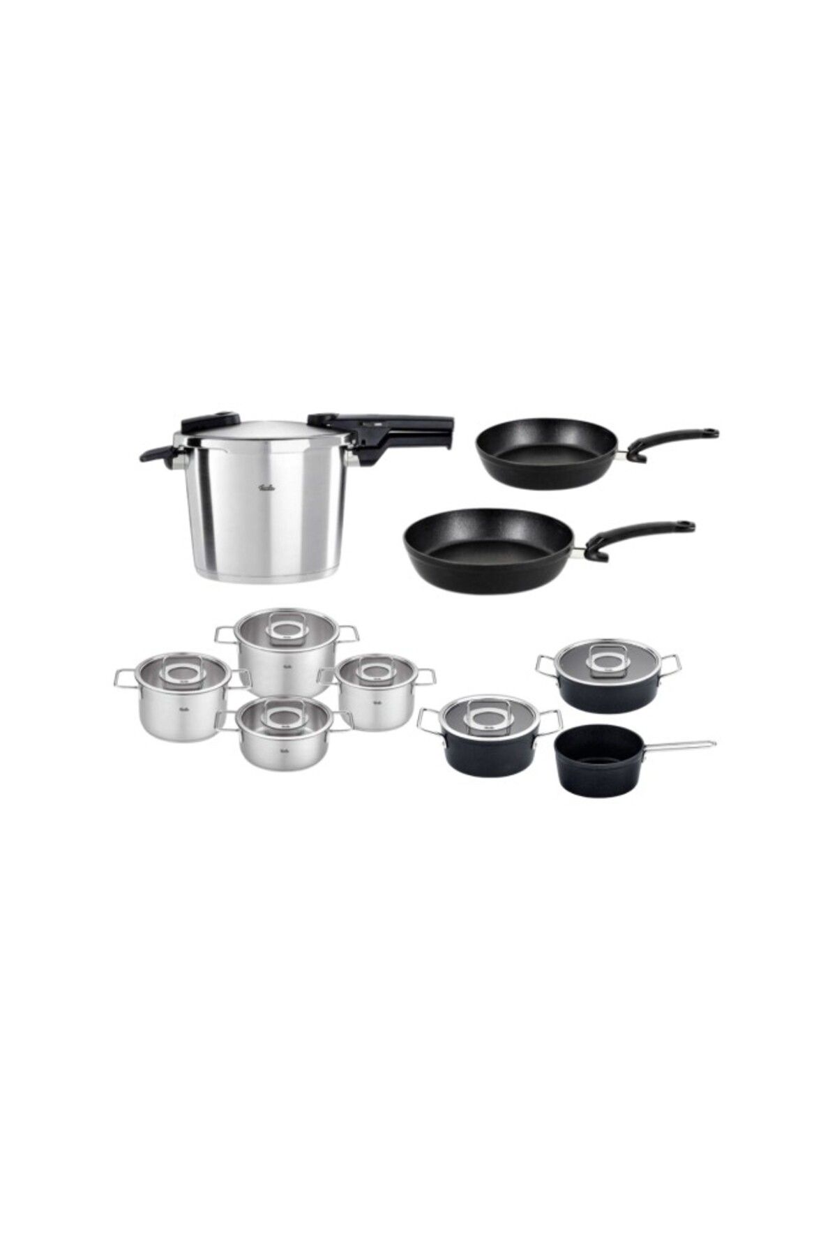 Fissler Vitaquick Premium 6Lt Düdüklü Tencere ve İndiksiyon Tabanlı Cam Kapaklı Tencere Tava Seti