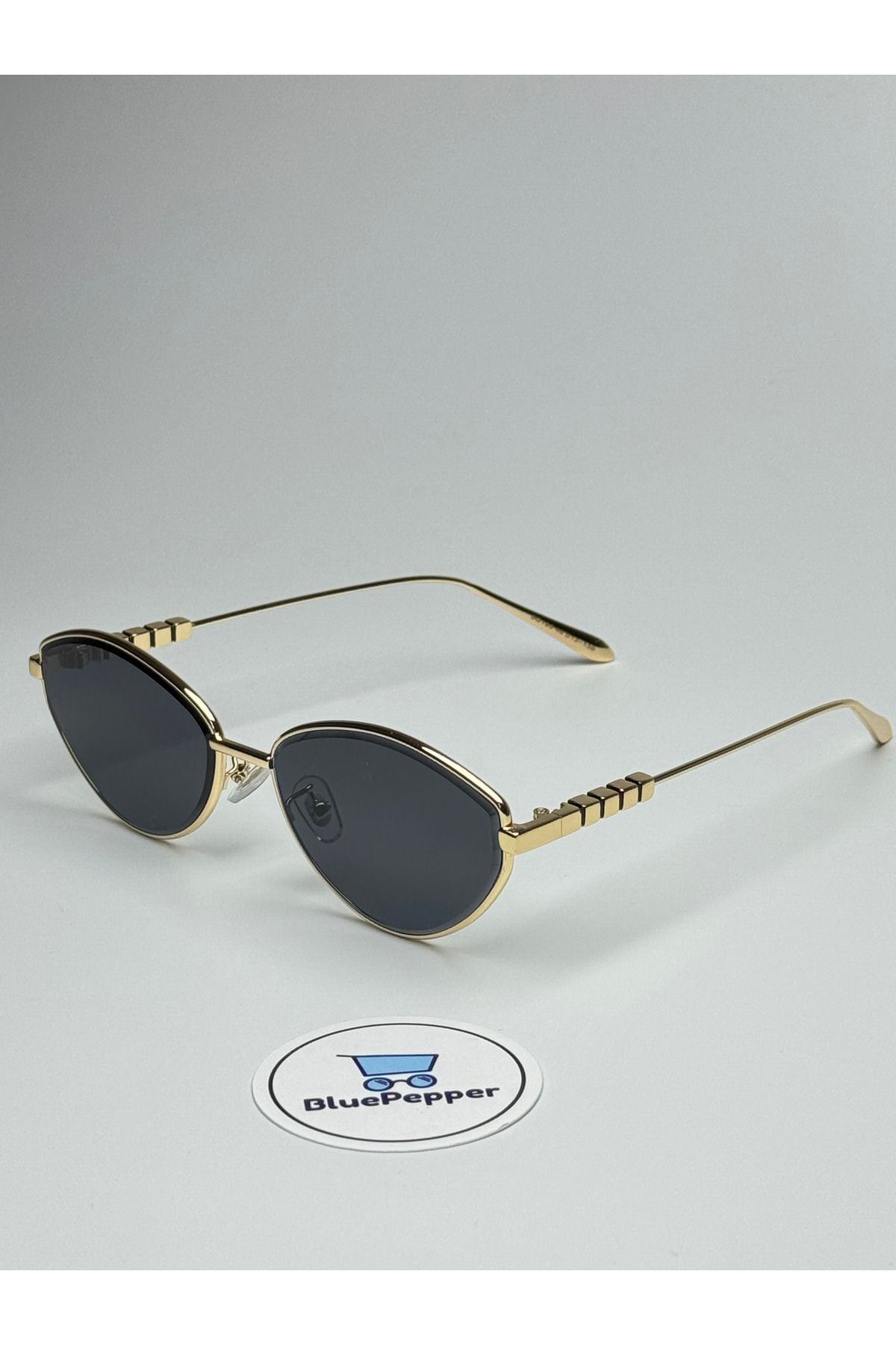 BluePepper MİNA SİYAH GÜNEŞ GÖZLÜĞÜ Cateye-Gold Çerçeve 57 ekartman