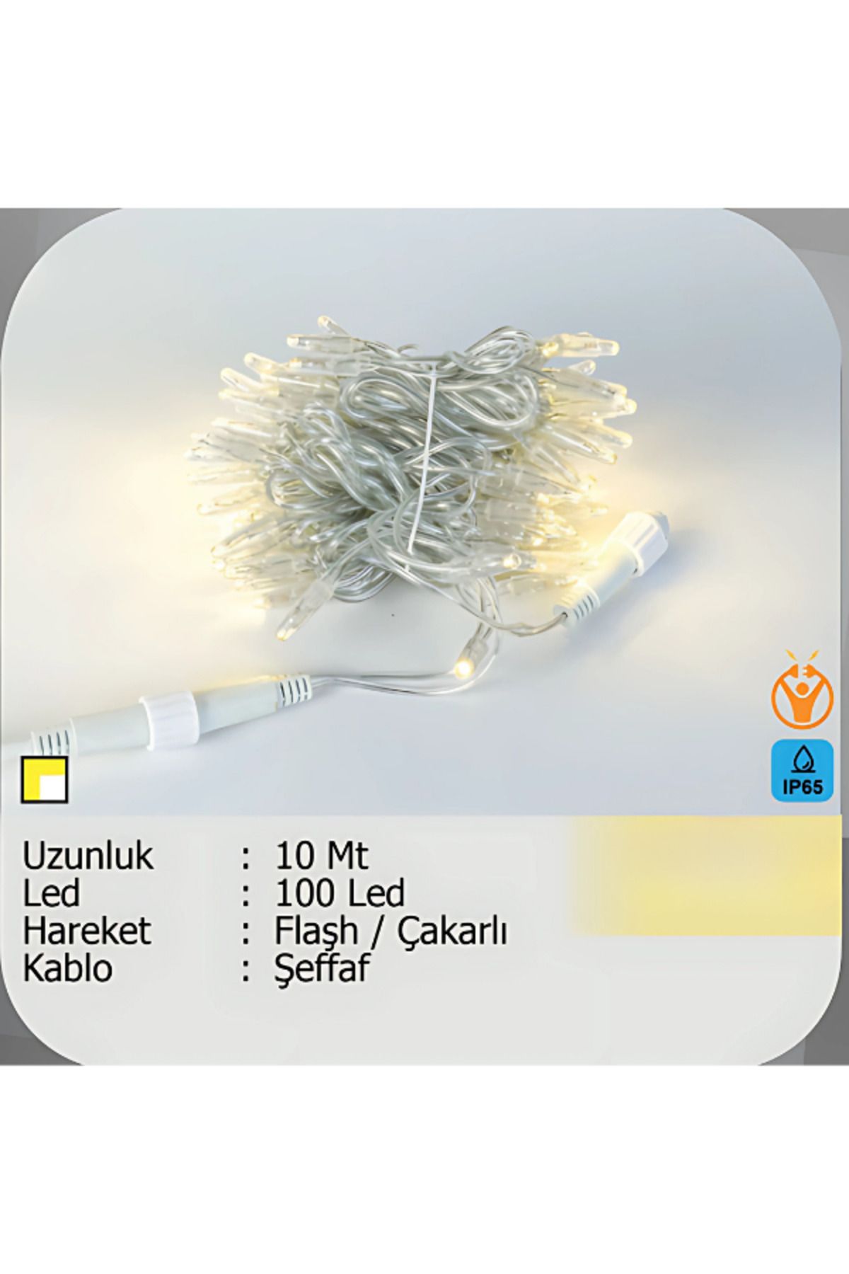 ELKHOUSE ElektrikHouse LED Peri Işığı 100 LED FLASH/ÇAKARLI 10 metre Şeffaf 2,156